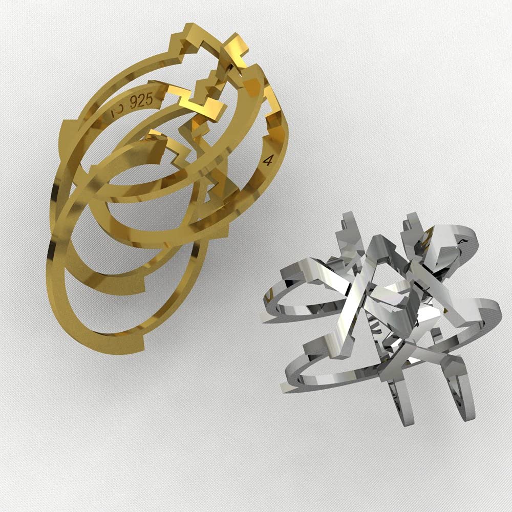 14K Gold Plated 925 Sterling Silver Dual Tone Puzzle Ring - Interlocking Knot Design for Women & Men - Perfect Gift for Him, Her, Dad - Available in All Sizes - Ideal for Anniversaries, Weddings & Special Occasions