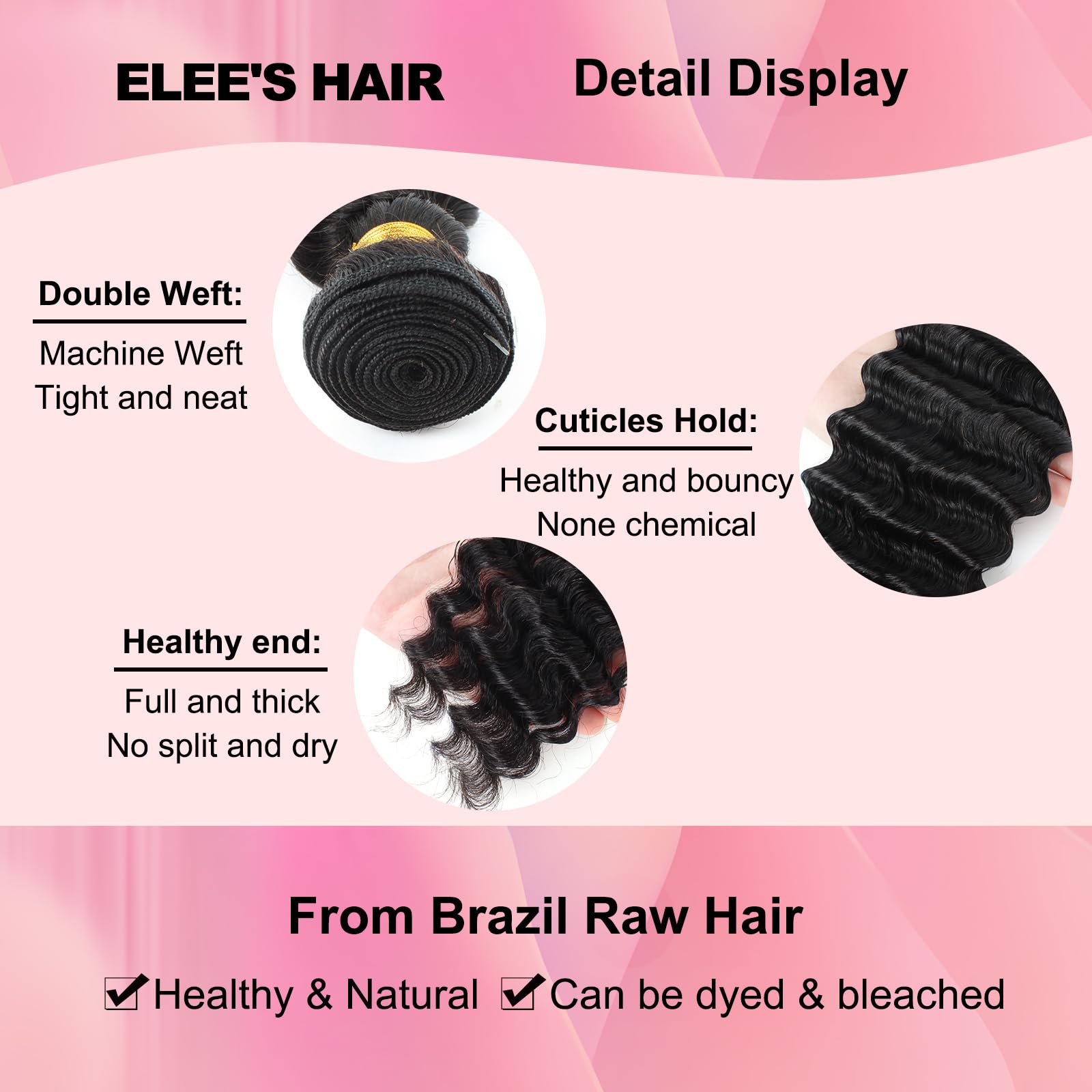 100% Unprocessed Brazilian Virgin Hair Deep Wave 4 Bundles 12A Grade - Remy Human Hair Weave Extensions (22 24 26 28 Inch) Natural Black Color for Stunning Curly Hairstyles - Perfect for Daily Wear, Parties & Special Occasions