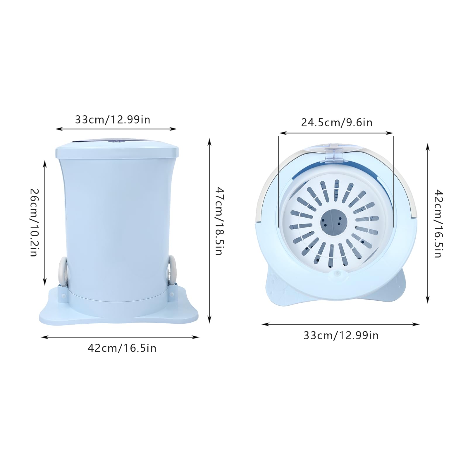 **Manual Foot Pedal Clothes Spinner Dryer - 12L/3.17Gallon Large Capacity Non-Electric Laundry Spin Dryer for Wet Clothes - Compact & Portable for Camping, Apartments, RV Travel & Emergency Use**