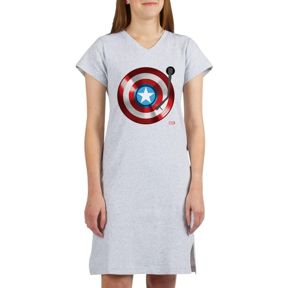 Captain America Shield Graphic Nightshirt - Soft Vinyl Printed Sleepwear for Marvel Fans | Perfect for Cosplay, Lounge Wear & Superhero Themed Parties