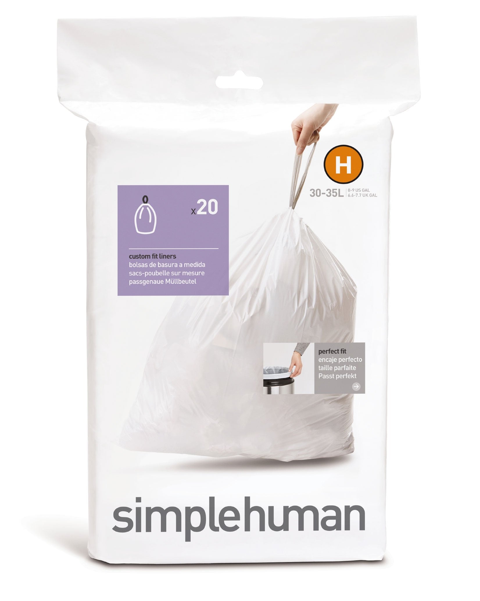 Custom Fit Trash Bags - 20 Count, White (Code H) - Perfect for Kitchen, Bathroom & Office Waste Disposal
