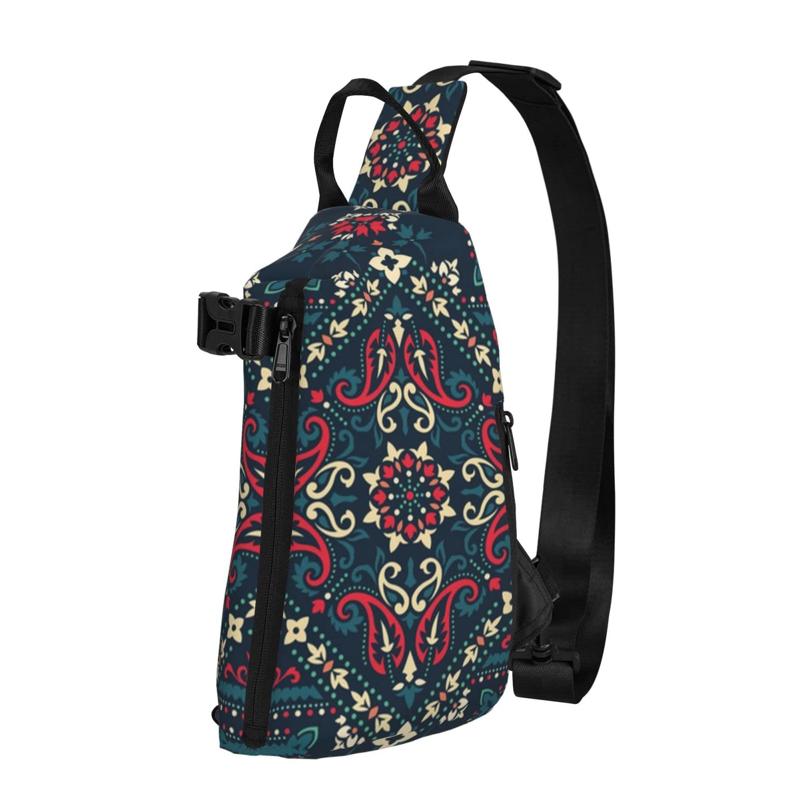 Durable Shoulder Sling Bag for Men & Boys - Multipurpose Unbalance Backpack with Smooth Zipper - Cool Paisley Gym Bag for Outdoor Sports, Travel & Daily Use