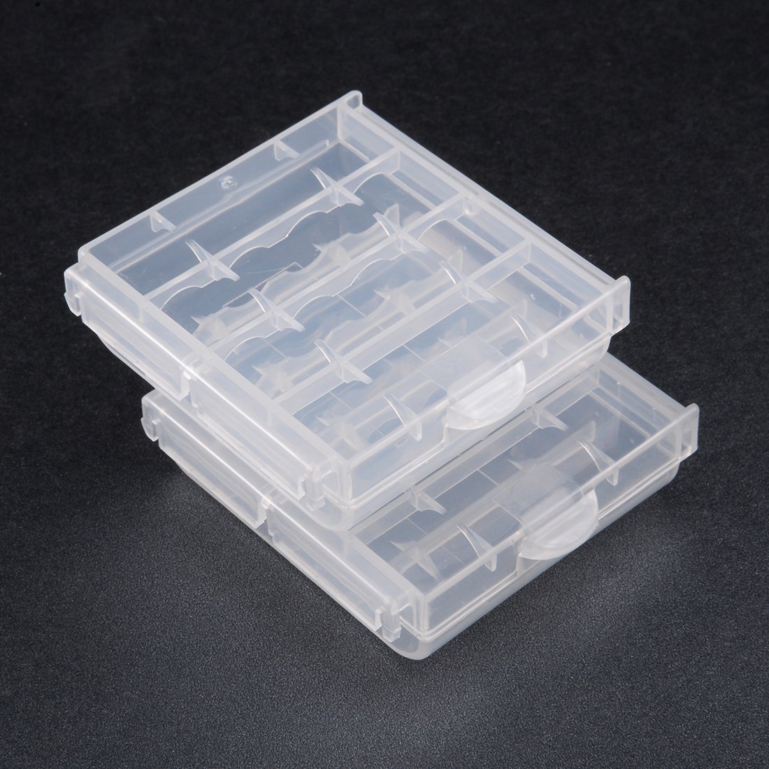 uxcell 2-Pack Clear AAA/AA 4-Cell Battery Holder Case - Portable Protective Storage for Batteries | Ideal for Organizing Alkaline/NiMH Batteries at Home, Office or Travel