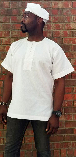 Stylish All White Embroidered Dashiki Shirt DP3949 - African Traditional Wear for Men, Perfect for Cultural Events, Weddings & Festivals