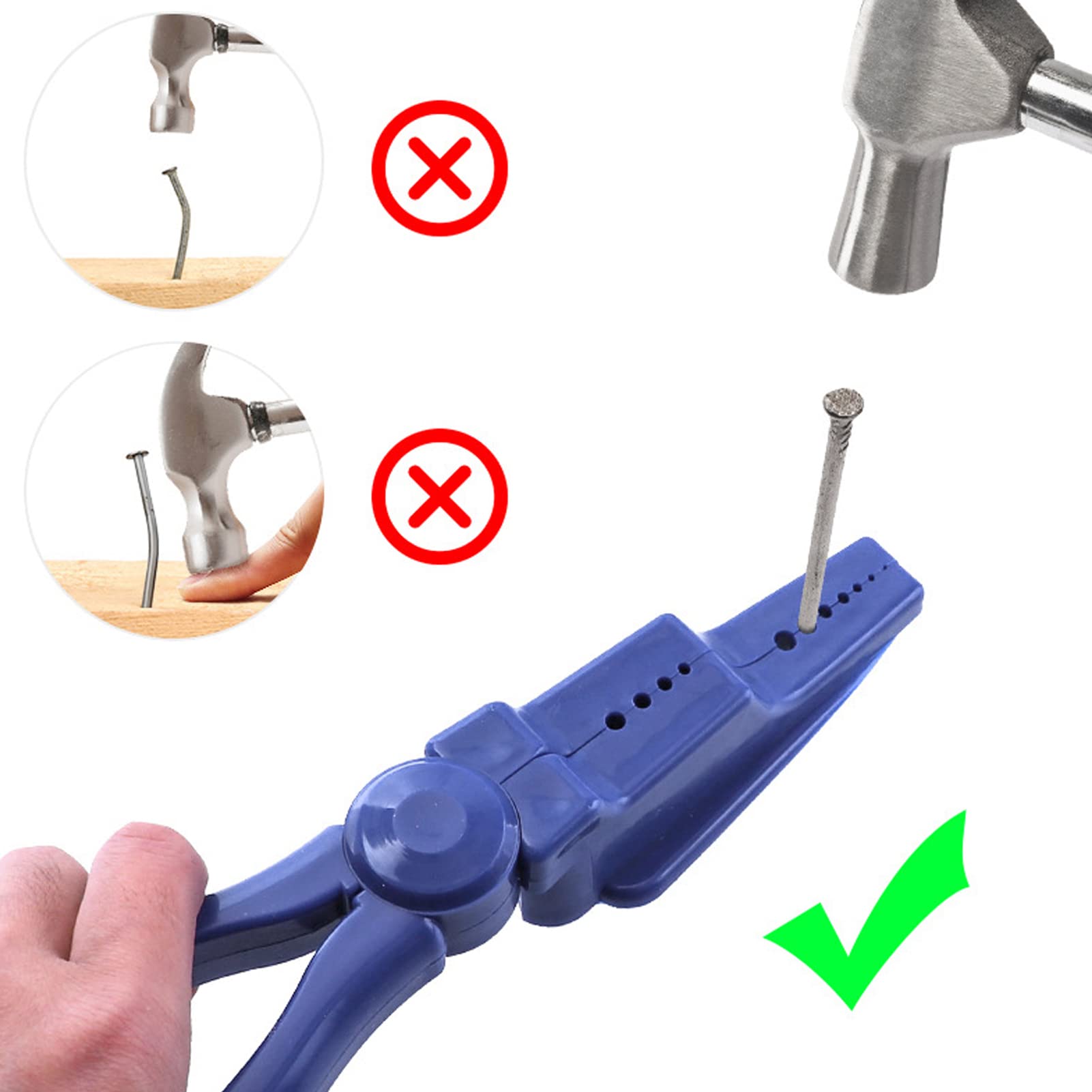 Blue Finger Joint Pliers - Nail Hold & Protective Tool for Hammering & Positioning Nails & Screws | Perfect for Carpentry, Woodworking & DIY Home Projects