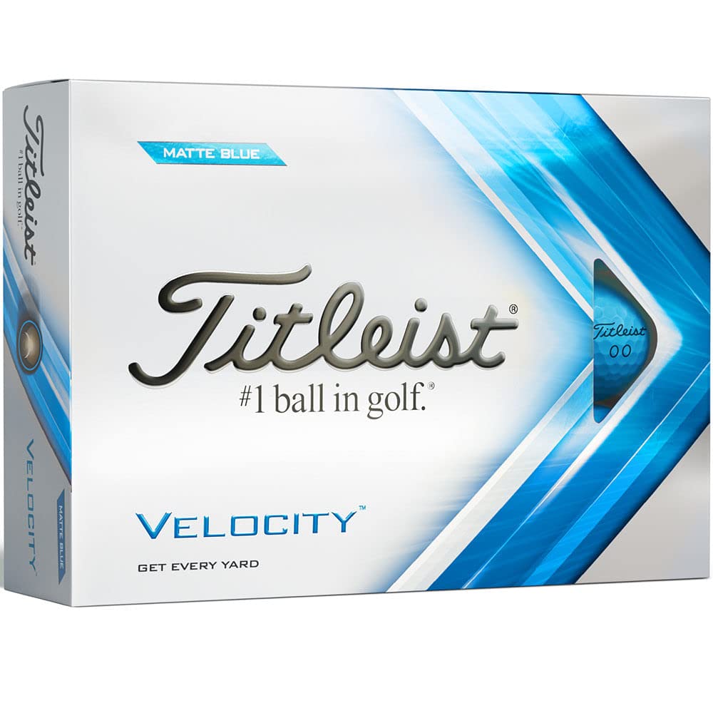 Titleist Velocity Matte Blue Golf Balls - 12 Pack | High Visibility Golf Balls for Low Light Conditions | Perfect for Driving Range, Tournament Play & Casual Golfing