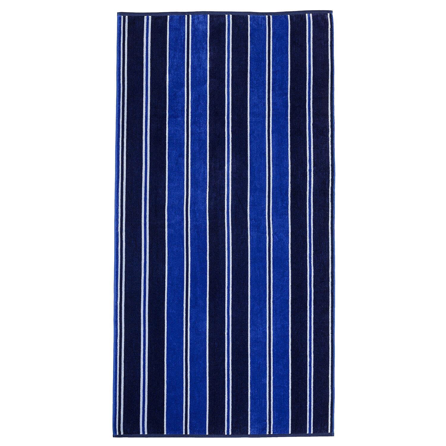 Oversized Jacquard Long-Staple Cotton Beach Towel - Aqua Stripe Quick Dry Large Towel for Pool, Beach, Yoga & Gym - 40x70 Inch Ultra Absorbent Bath Towel
