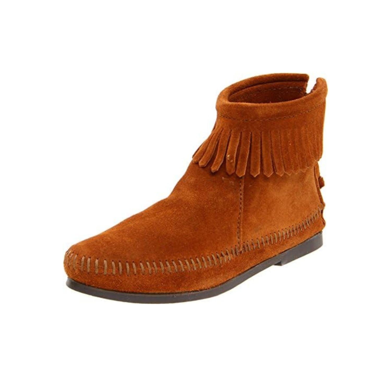 Minnetonka Women's Back Zipper Ankle Boots - Hardsole Leather Booties for Comfort & Style | Perfect for Fall, Winter & Casual Outfits