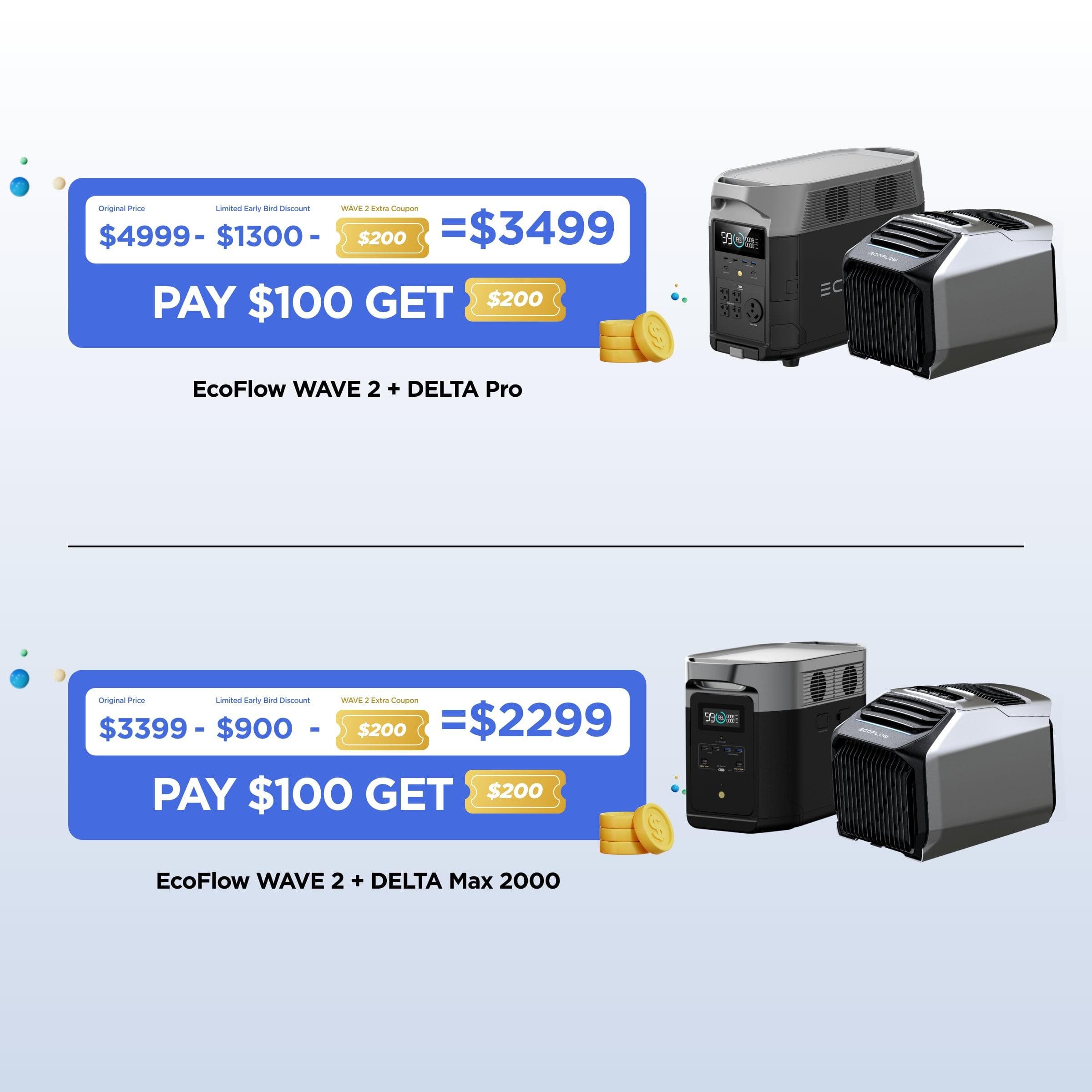 EcoFlow WAVE 2 Portable Air Conditioner - $200 Off Coupon | Perfect for Camping, RV Trips & Outdoor Adventures