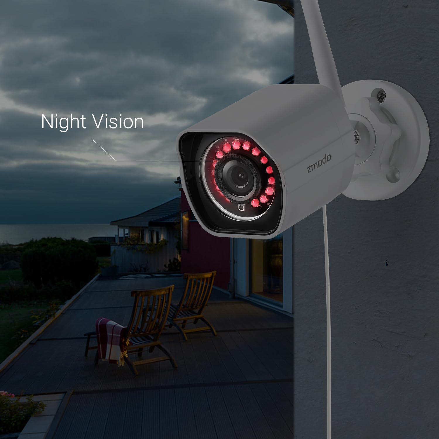 Zmodo 1080p Full HD Outdoor Wireless Security Camera System - 4 Pack Smart Home WiFi IP Cameras with Night Vision, Plug-in, Alexa Compatible for Indoor/Outdoor Use | Monitor Your Home, Yard & Business 24/7