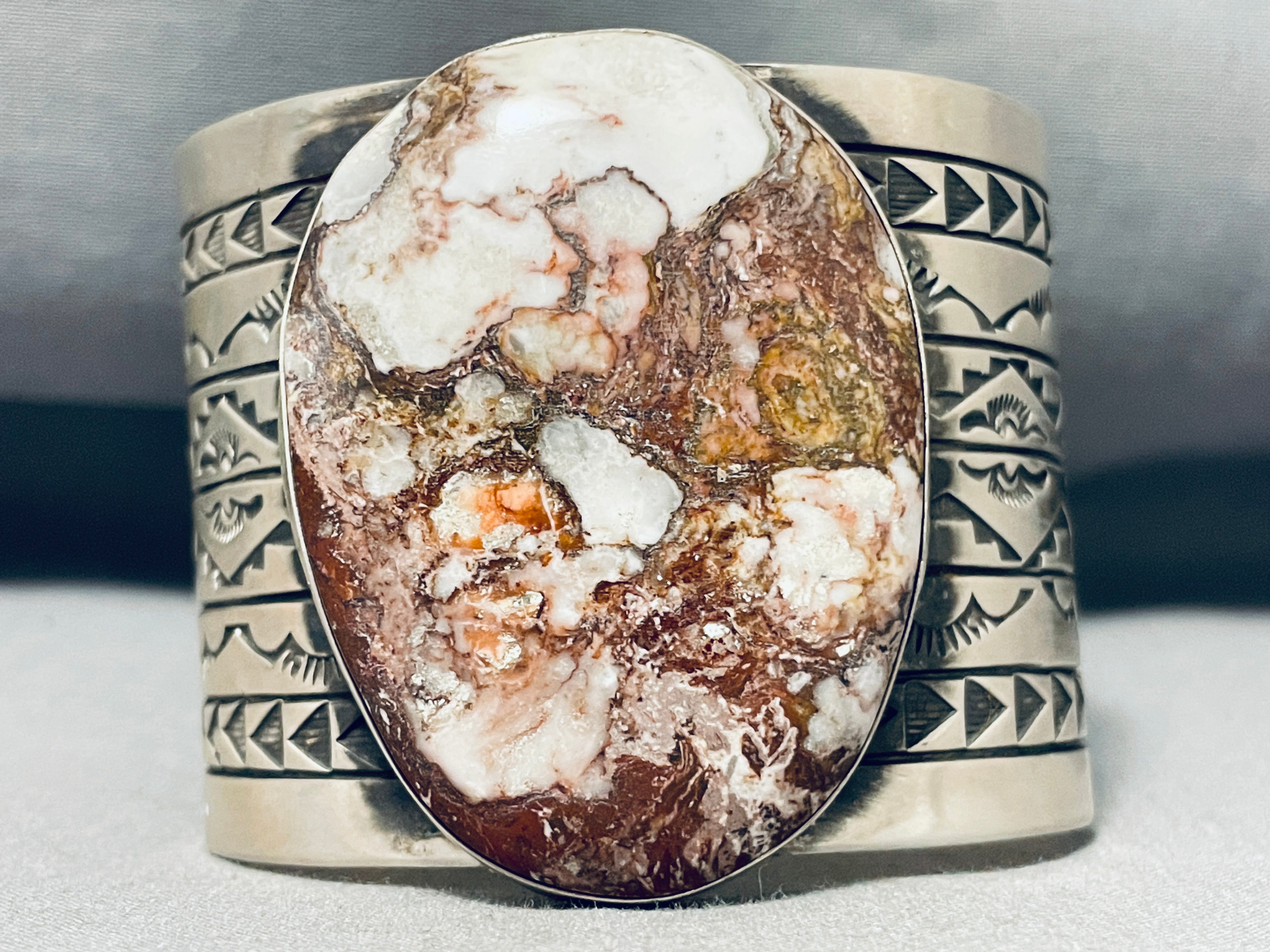 165 Gram Rand Endito Native American Navajo Agate Sterling Silver Cuff Bracelet - Handmade Jewelry for Women, Boho Chic Accessory for Festivals & Special Occasions