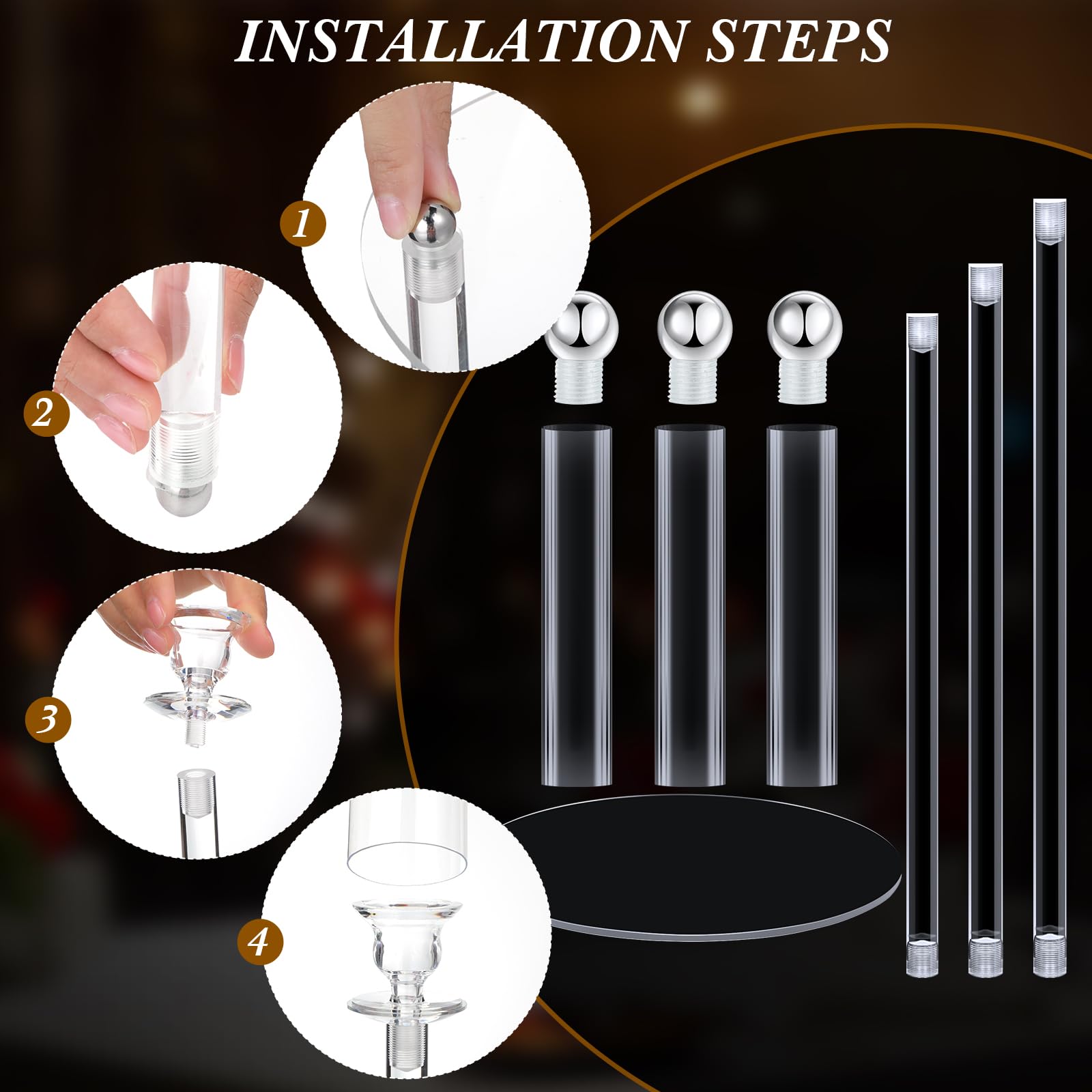 Layhit 6-Piece Acrylic Candelabra Set - 30.7