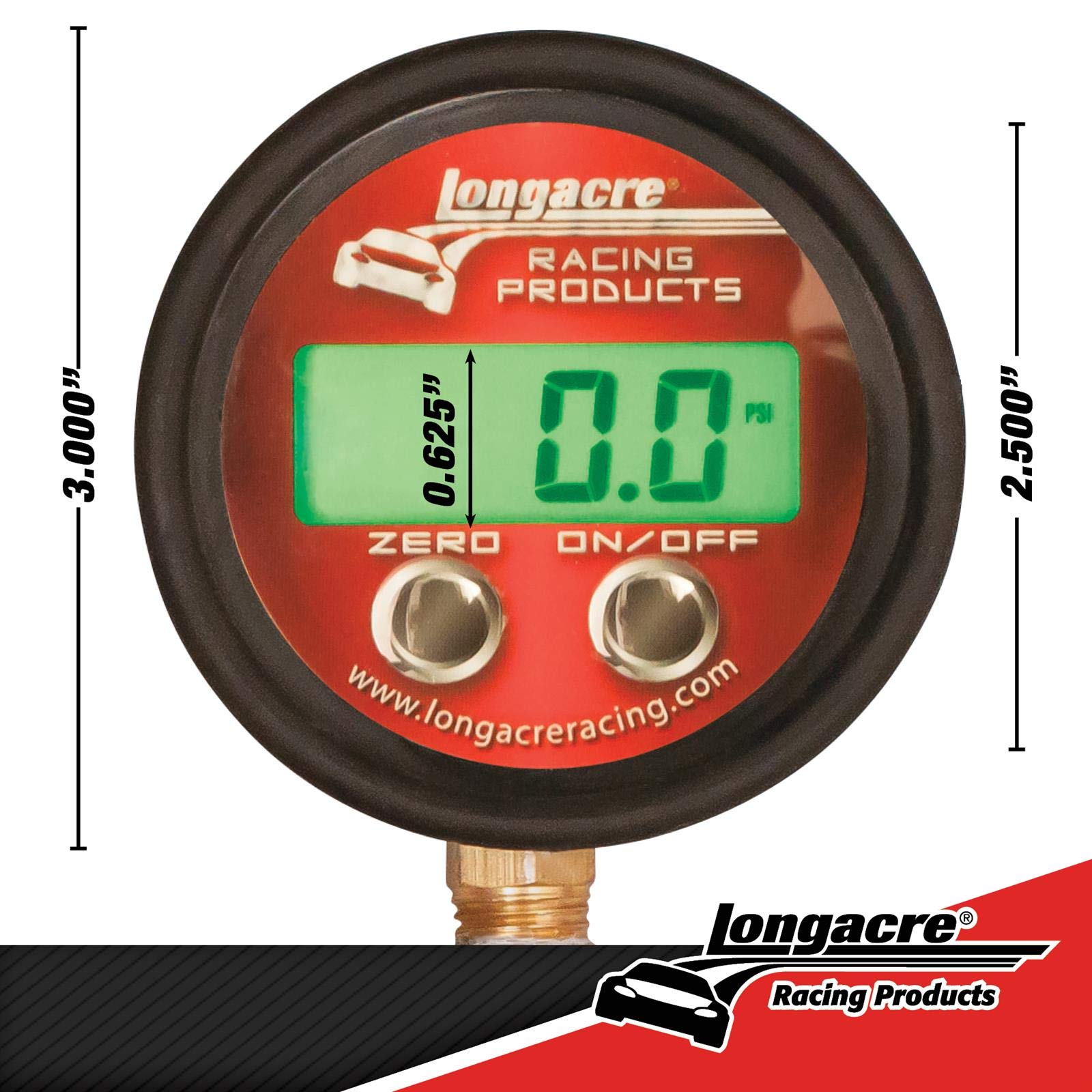 Longacre Digital TPG 0-60 PSI Tire Pressure Gauge with Angle/Ball Chuck - Accurate & Durable for Racing, Motorcycles, and Off-Road Vehicles