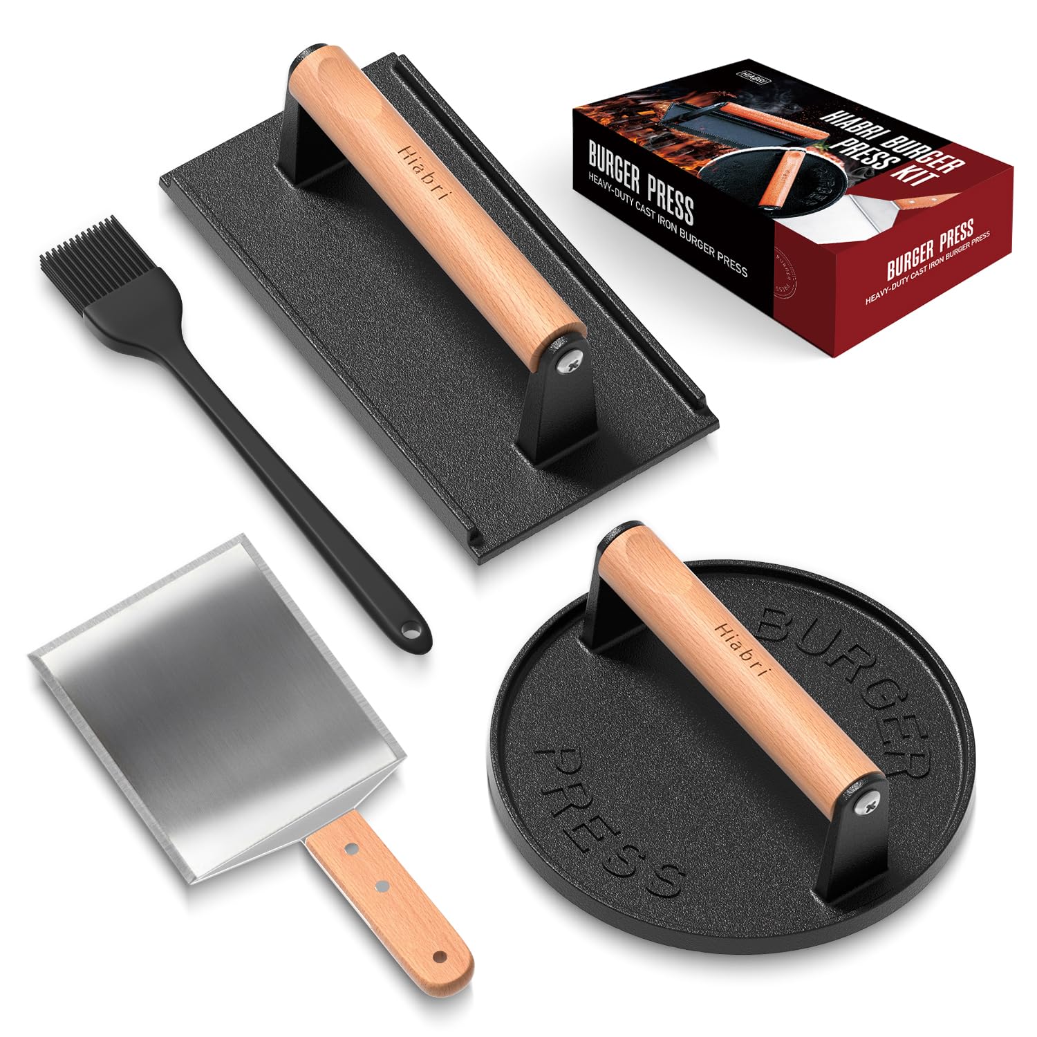 Heavy-Duty Cast Iron Smash Burger Press - 6.8