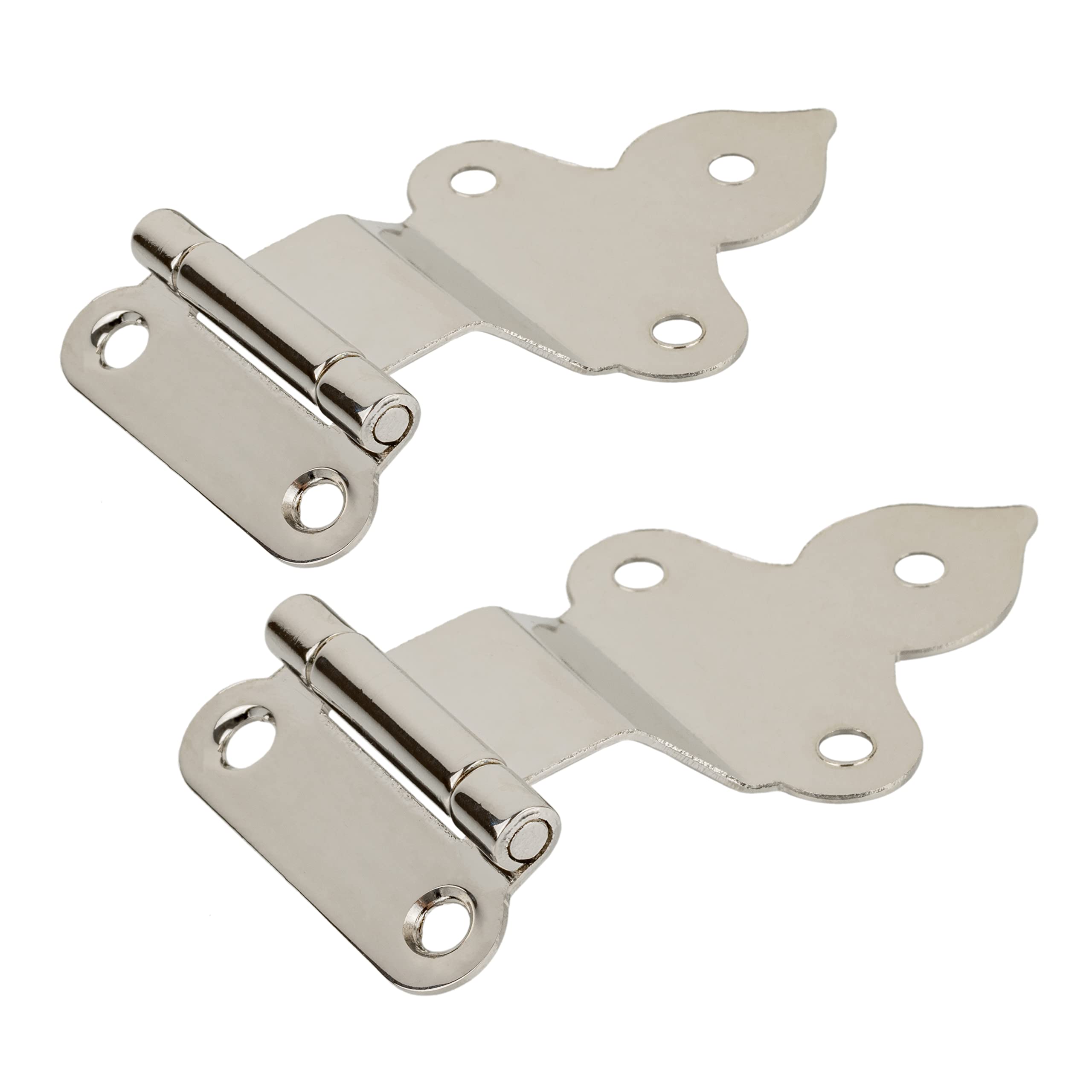 Napanee Nickel Plated Fold Back Cabinet Door Hinges - Pack of 2 - Hoosier Style Reproduction Hardware (UA-204-HPN) - Perfect for Vintage Kitchen Cabinets, Pantry Doors & Farmhouse Decor