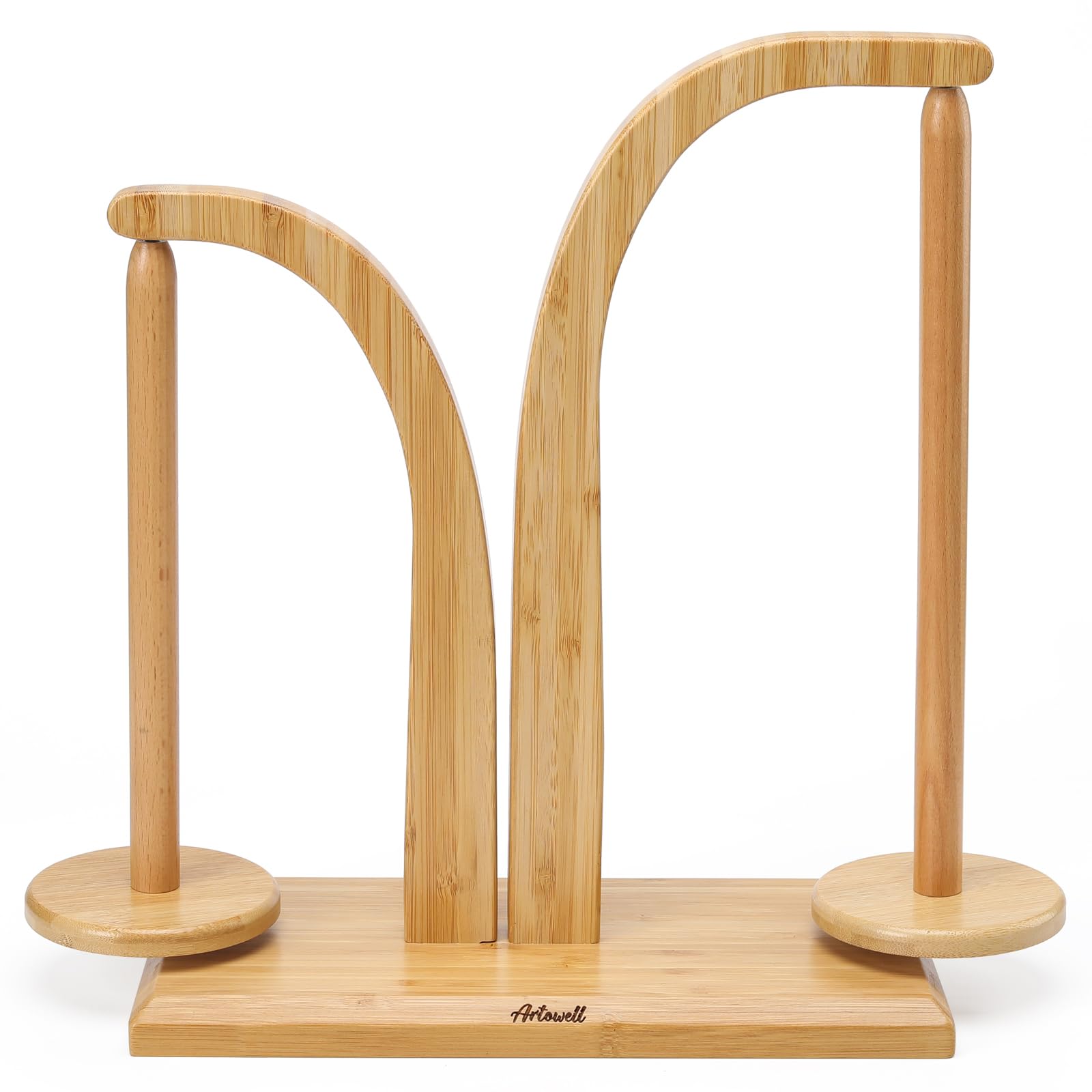 Artowell Wooden Yarn Holder with 2 Spindles - Premium Yarn Spinner for Knitting & Crocheting - Bamboo Wool Storage Organizer - Perfect Gift for Knitting Enthusiasts - Ideal for Home Crafting, DIY Projects & Yarn Management