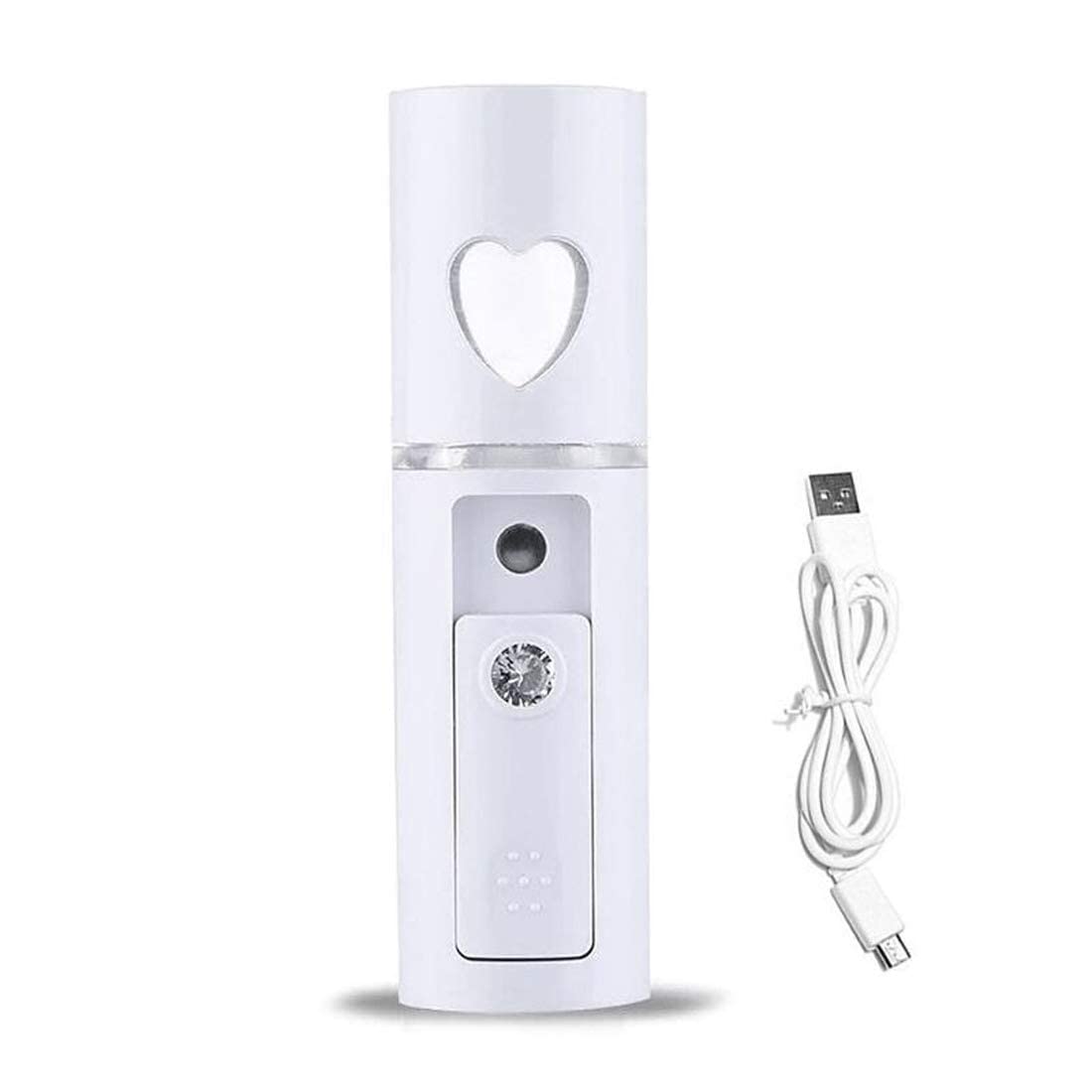 TheUrbanShop Nano Mist Facial Steamer - Portable Handheld Face Mister Sprayer for Moisturizing, Pore Care & Makeup Removal - White Plastic Skin Rejuvenation Device - Perfect for Home Spa, Travel & On-the-Go Skincare