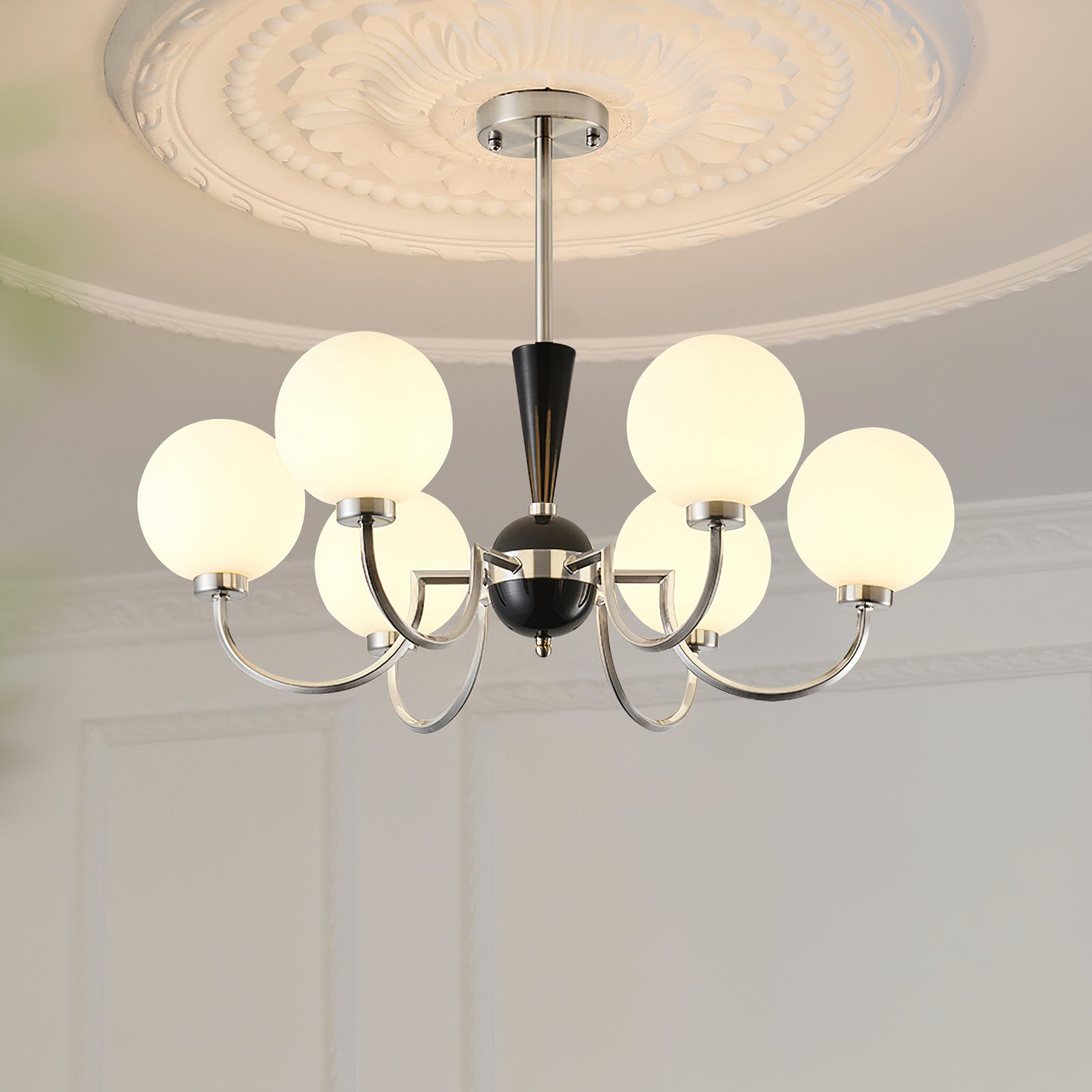 Alana Globe Chandelier - Modern Crystal Glass Ceiling Light Fixture for Dining Room, Bedroom & Living Room | Elegant Home Decor Lighting for Wedding, Restaurant & Office
