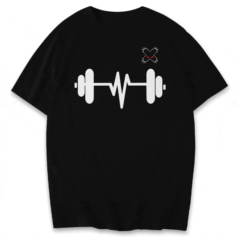 Heartbeat Design Dumbbell T-Shirts & Hoodies for Gym, Workout, and Fitness Enthusiasts - Perfect for Training, Running, and Sports Activities