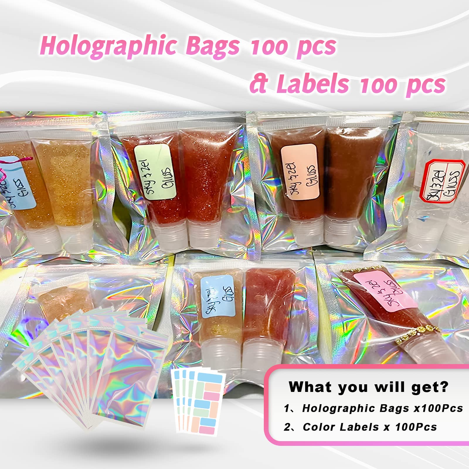 100 Pack Resealable Mylar Bags with Front Window - 6.3