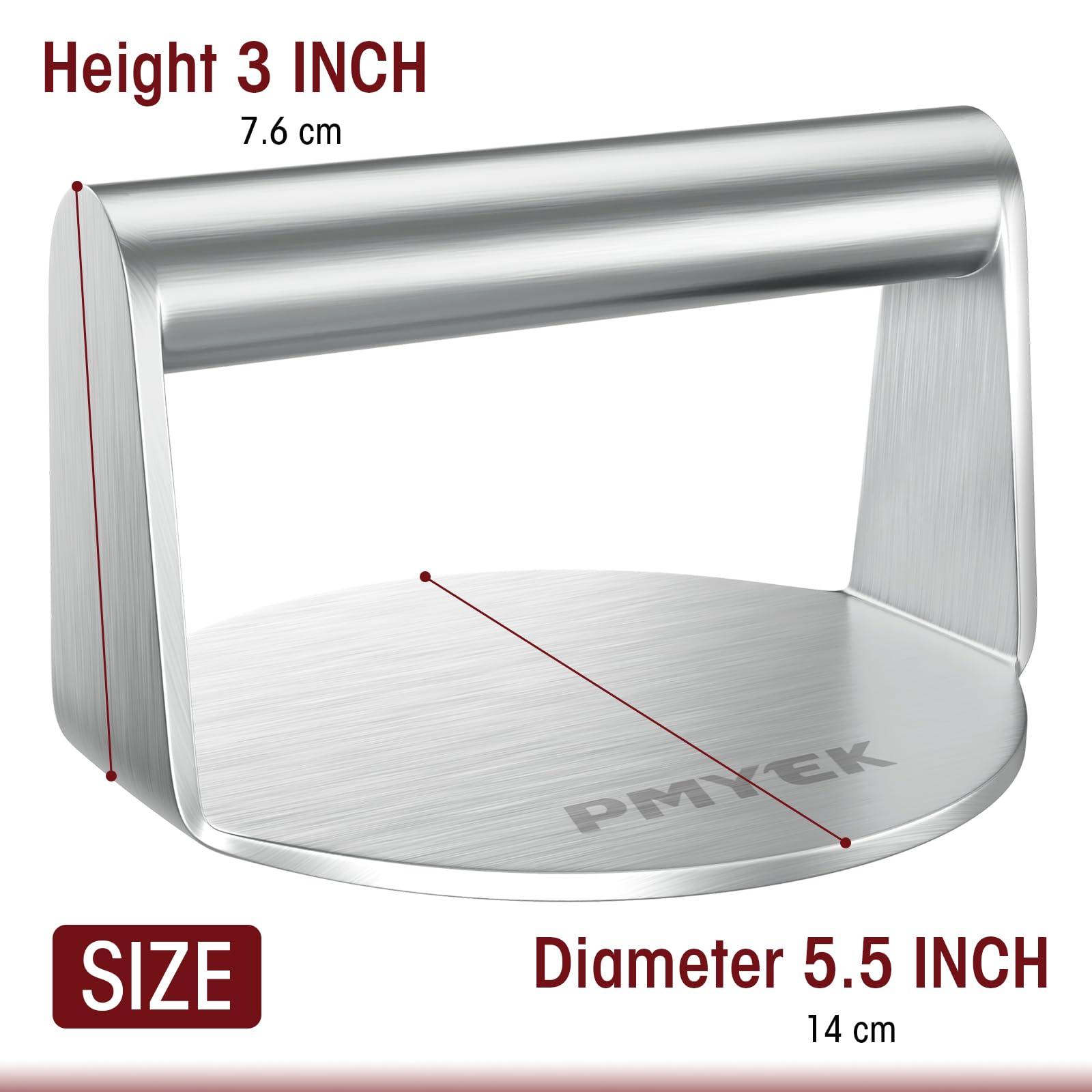 Stainless Steel Burger Press - 5.5 Inch Round Non-Stick Hamburger Patty Maker for Grilling, BBQ & Kitchen - Perfect for Burgers, Bacon & Meat Patties on Griddle or Grill