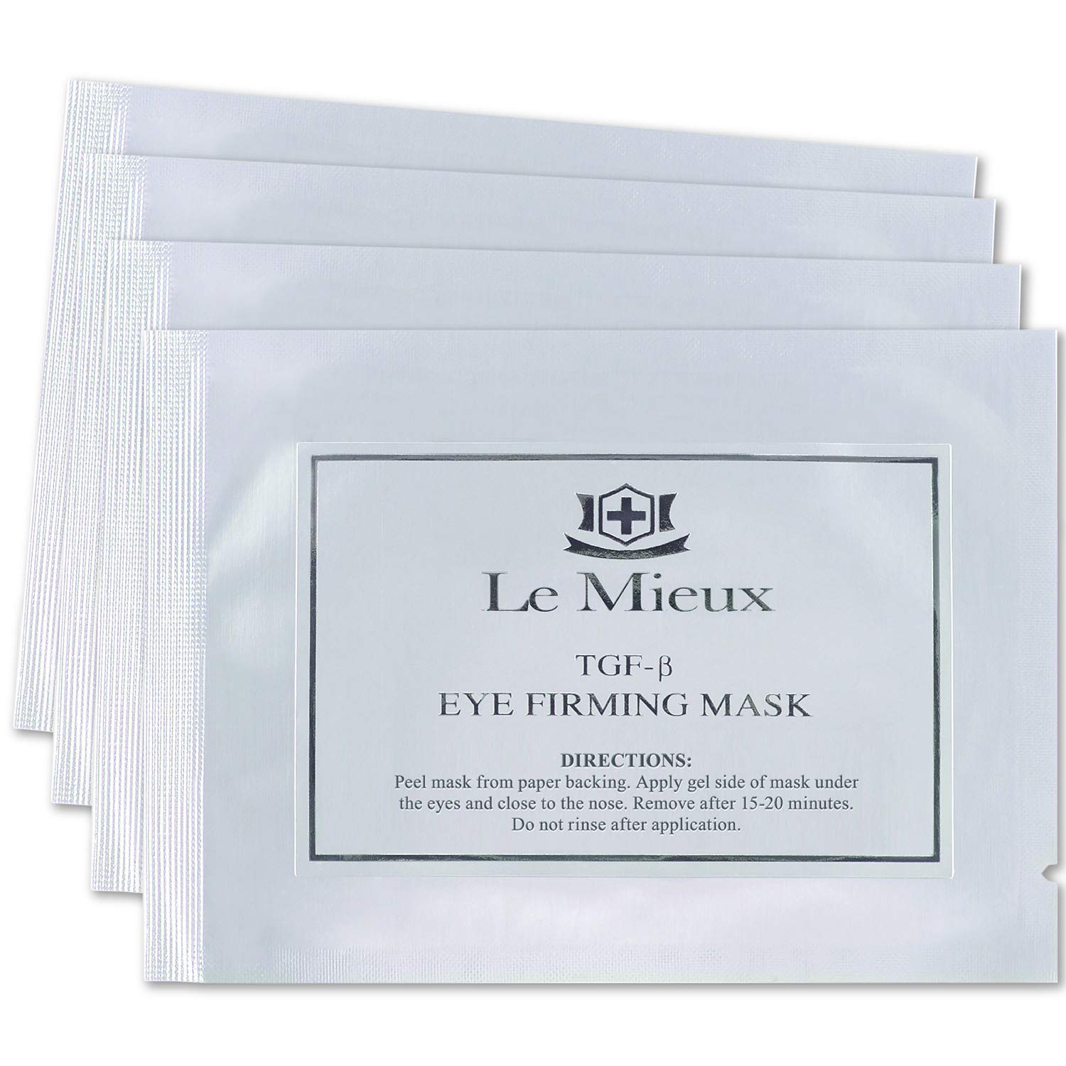 Le Mieux TGF-B Eye Firming Mask - Triple Growth Factor Serum Eye Patches for Puffiness, Wrinkles & Dark Circles | Red & Green Algae, Hyaluronic Acid, Peptides (4 Masks) | Perfect for Overnight Treatment & Morning Skincare Routine
