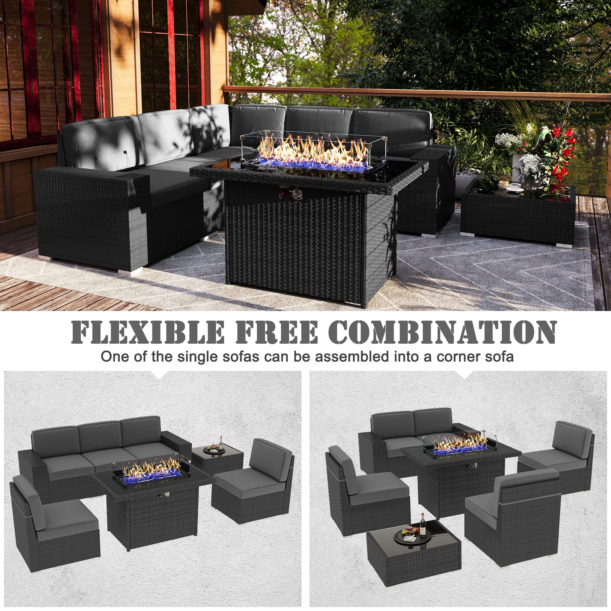 7-Piece Outdoor Patio Furniture Set with 44