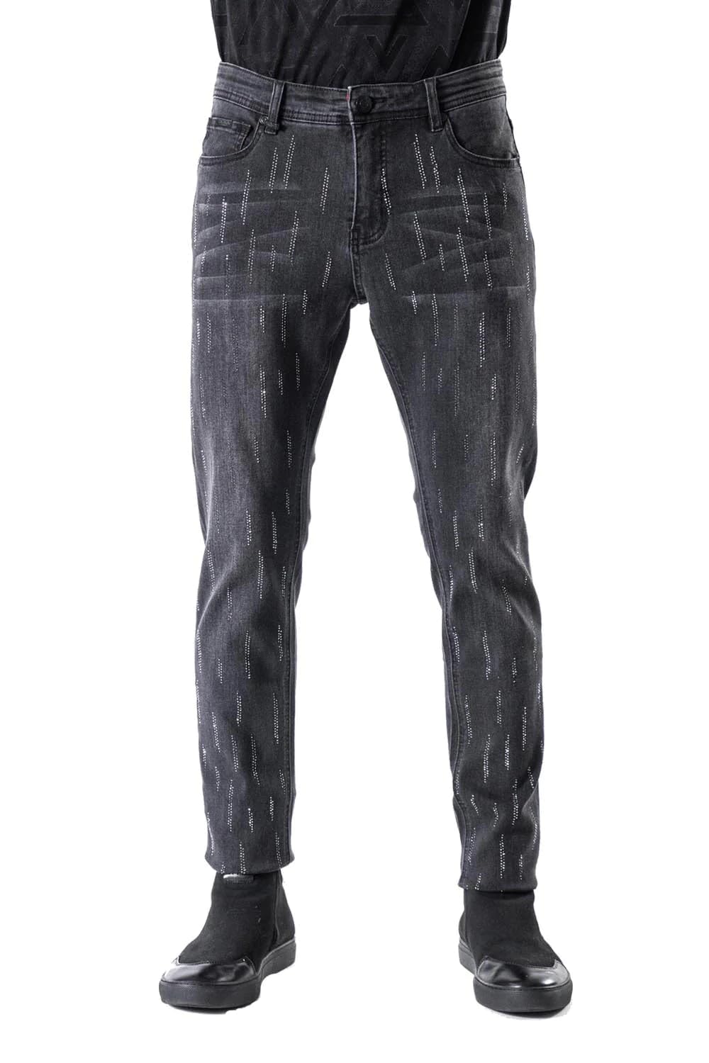 Barabas Men's Rhinestone Slim Fit Stretch Denim Jeans SN8886-1 - Stylish & Comfortable for Casual Wear, Night Out & Date Night
