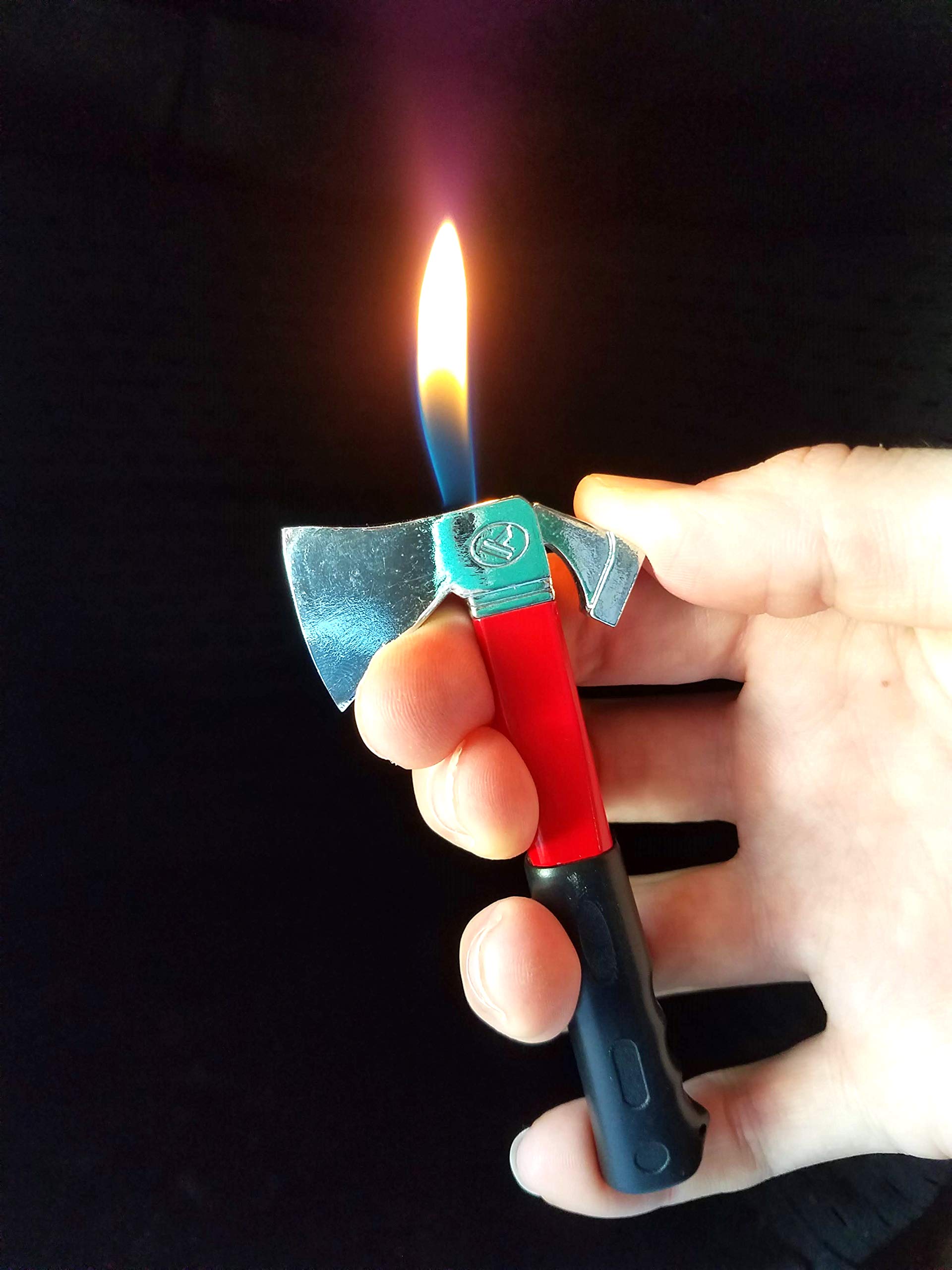 Axe Butane Lighter - Refillable Novelty Hatchet (Red) for Camping & Collectors