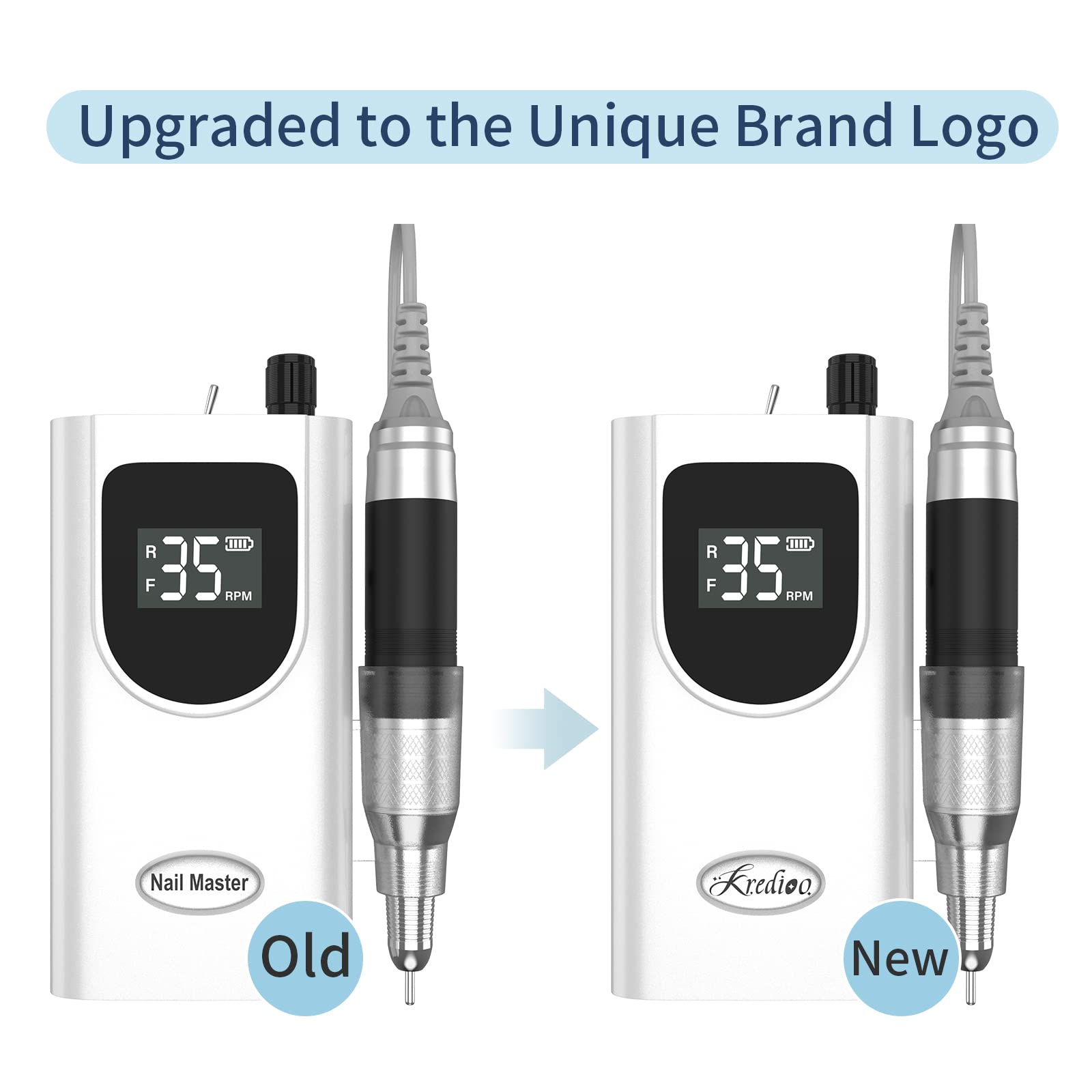 Professional 35000RPM Rechargeable Electric Nail Drill Kit - Portable Efile Machine with 6 Bits for Acrylic, Gel & Dip Powder Removal | Salon Quality Manicure Tool (White) | Perfect for Home & Professional Nail Salons