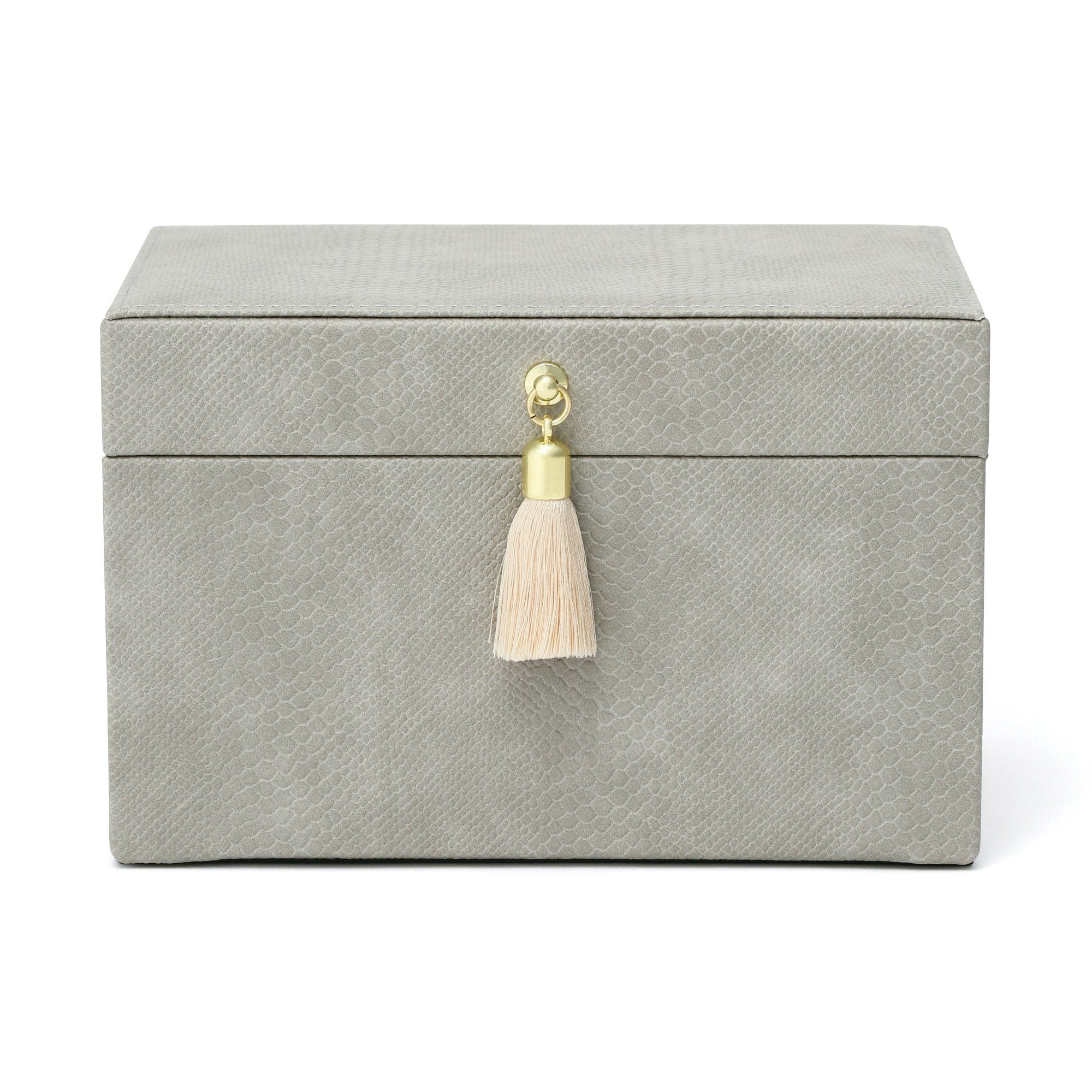 Flavia Small Gray Jewelry Box - Elegant Storage for Rings, Necklaces & Earrings | Perfect for Travel & Home Organization