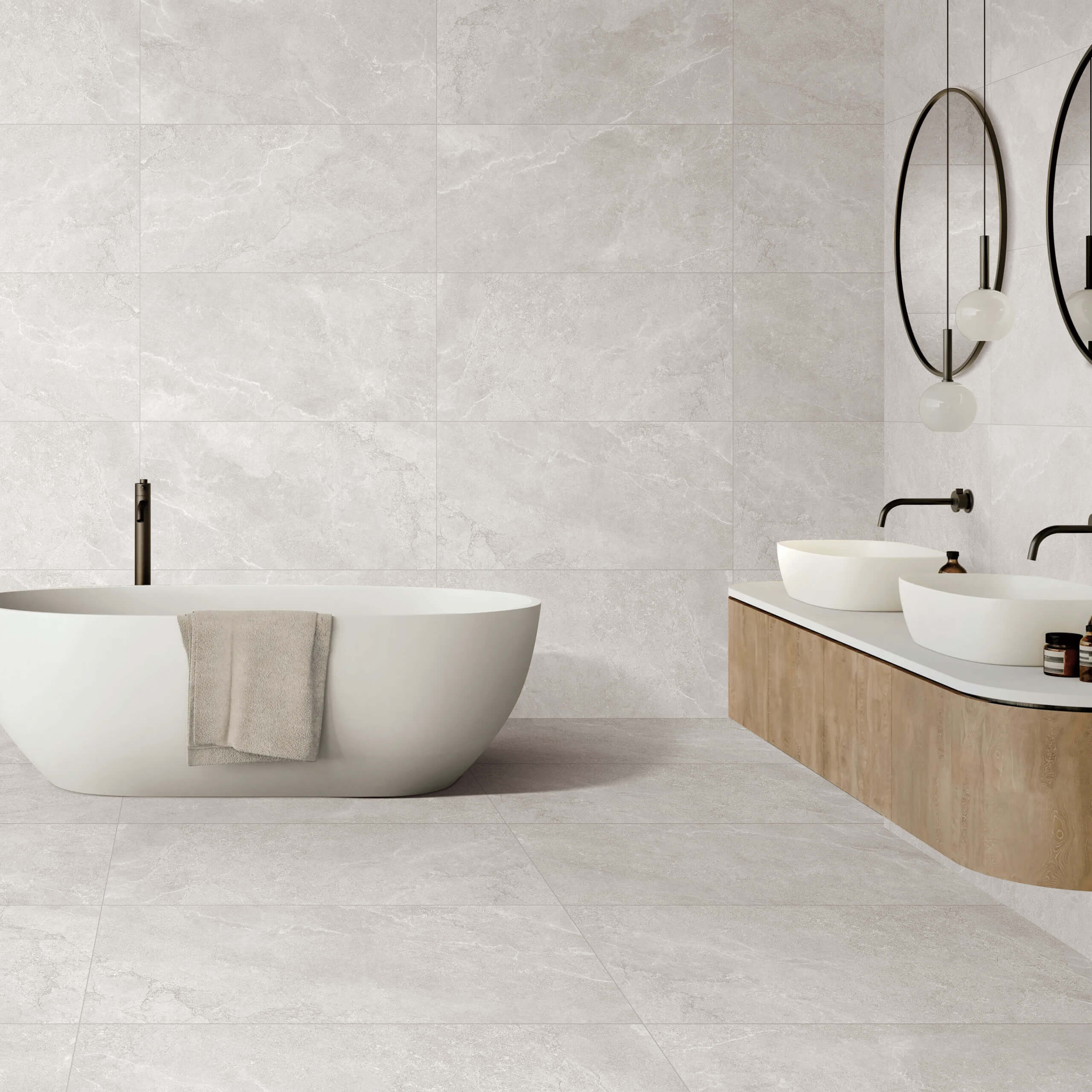 Hamilton 600x600 Surface Tec Ice Silver - Premium Ceramic Wall & Floor Tiles for Bathroom, Kitchen & Living Room - Waterproof, Scratch-Resistant & Easy to Clean