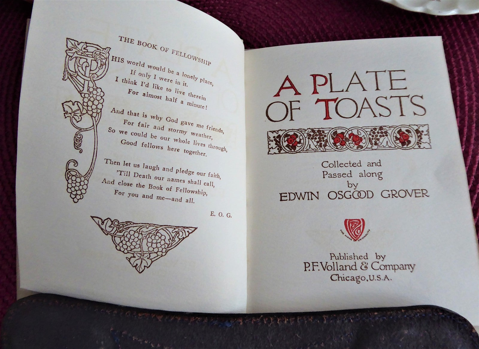 Vintage 1912 Book A Plate Of Toasts - Boxed Collection by E. Osgood Grover | Classic Drinking Toasts for Weddings, Parties & Historical Reenactments