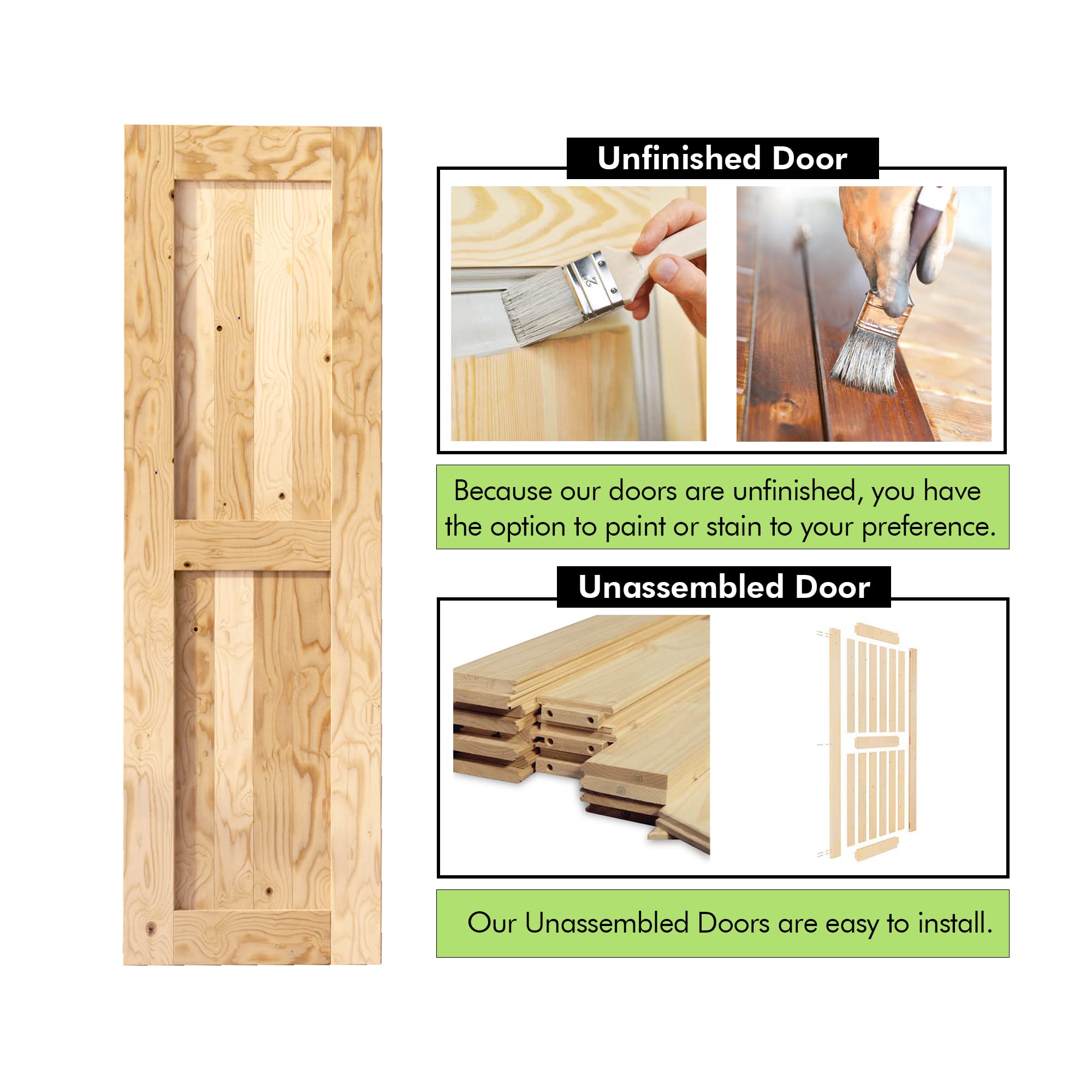Homacer Black Rustic Non-Bypass Sliding Barn Door Kit with 4.5ft Flat Track & T-Shape Rollers - Single Door Hardware for 24in x 84in Interior Doors - Perfect for Bedrooms, Closets, and Farmhouse Style Homes