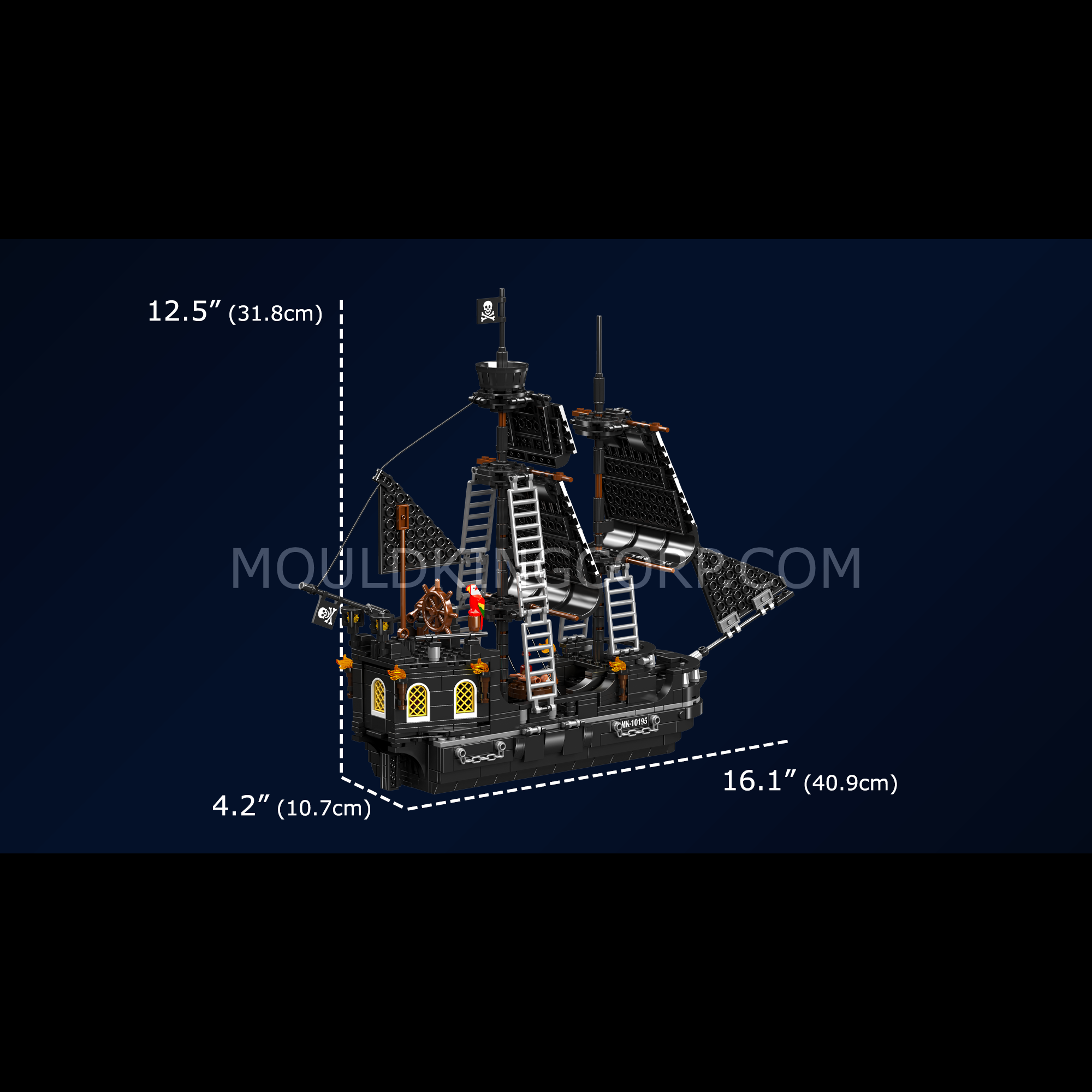 Mould King 10195 Black Pearl Pirate Ship Building Blocks Set - 932 PCS Model Kit for Adults & Kids | Perfect for Collectors, Home Decor, and Creative Play