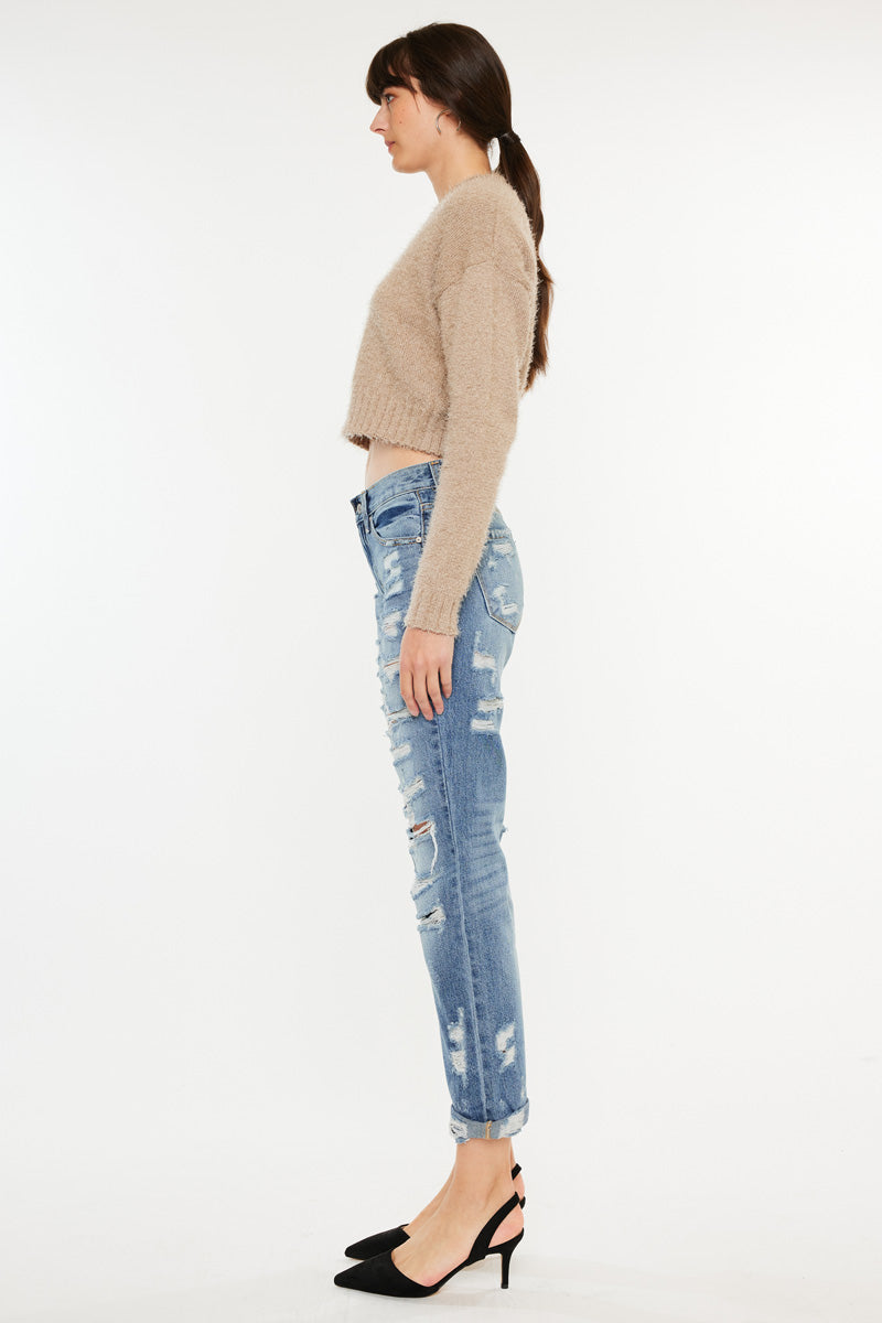 Stylish Baker Mid Rise Boyfriend Jeans for Women - Comfortable Relaxed Fit Denim Pants for Casual Wear & Everyday Outfits