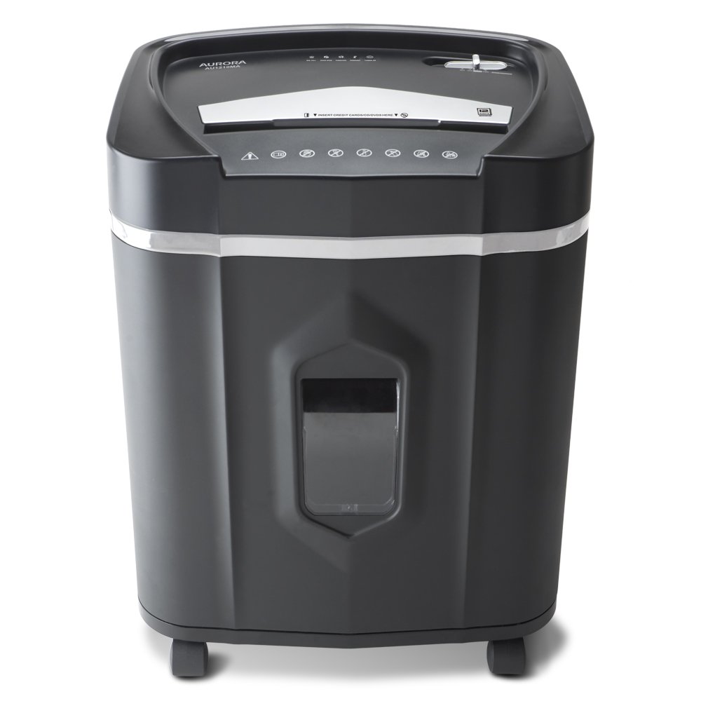 Aurora AU1210MA Professional 12-Sheet Micro-Cut Paper Shredder with CD/Credit Card Slot - 60 Min Continuous Run Time & Includes SL16 Synthetic Oil | Ideal for Office Document Security & Identity Protection