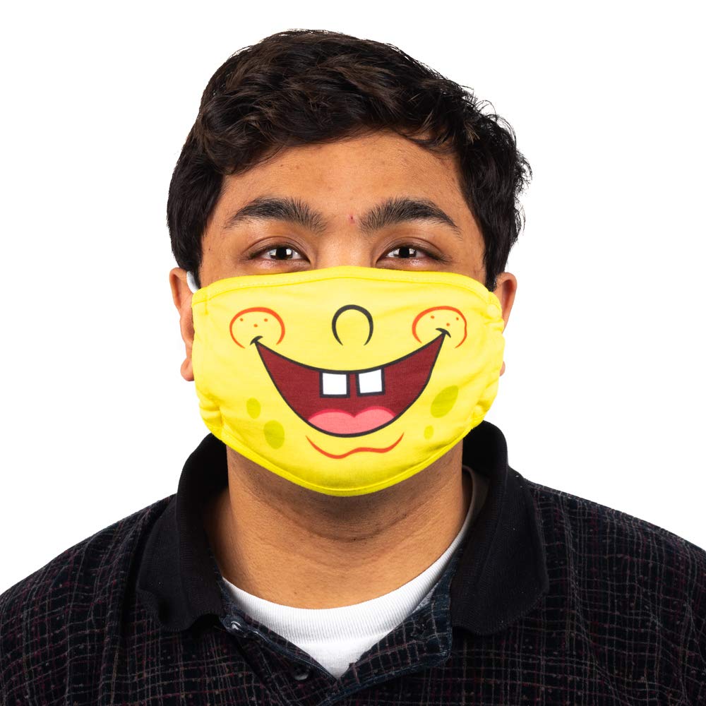 Spongebob Reusable Cloth Face Masks 3-Pack - Washable & Breathable for Kids & Adults - Perfect for School, Travel, and Daily Protection