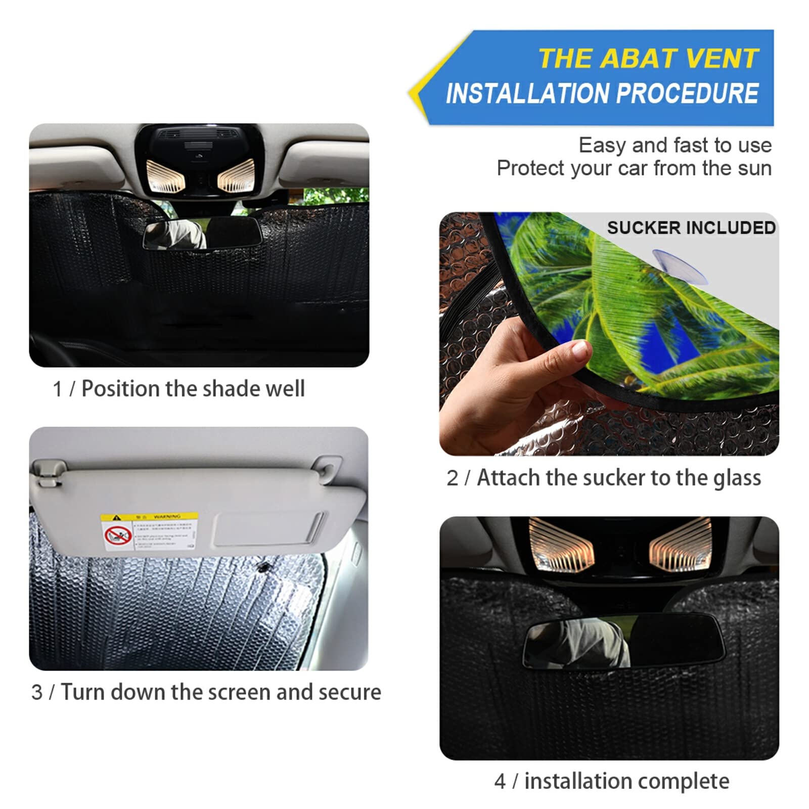 Boccsty Summer Palm Tree Windshield Sun Shade for Cars, Trucks & SUVs - UV Protection Beach-Themed Car Window Shades | Universal Fit Auto Accessories for Men, Women & Kids | Perfect for Beach Trips, Road Trips & Summer Parking