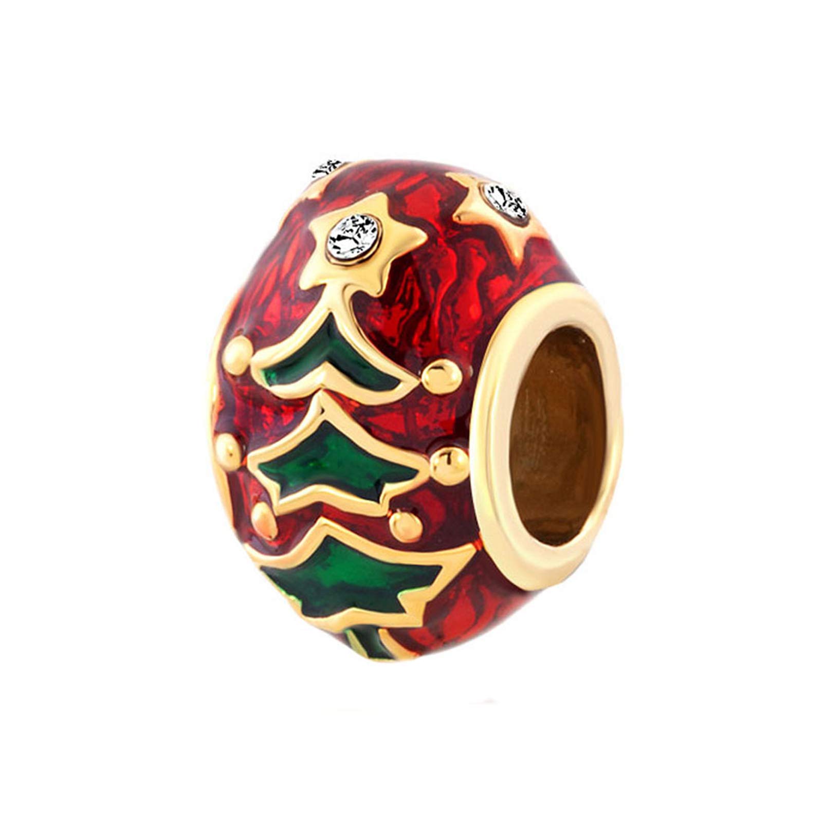 Christmas Tree Spacer Charms for Women - Compatible with Pandora Moments Bracelets - Snowman, Deer & Santa Holiday Charms - Perfect for Christmas, Birthday & Family Gifts - Great for Holiday Parties, Gift Exchanges & Bracelet Stacking