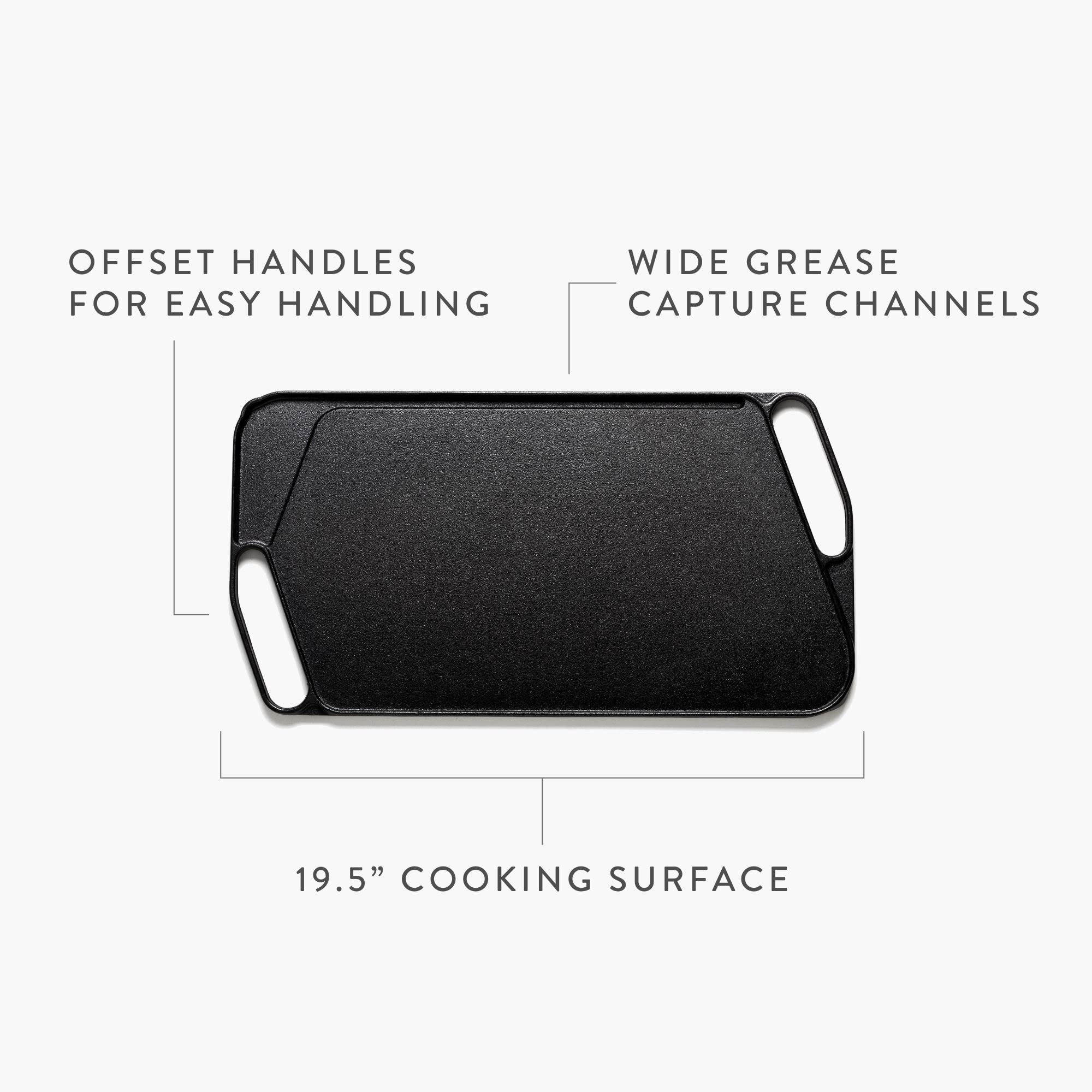 Barebones Cast Iron Grill Griddle - Reversible Flat Top Griddle Grill with Pre-Seasoned Cast Iron Plate - Perfect for Camping, Backyard BBQs, and Outdoor Cooking