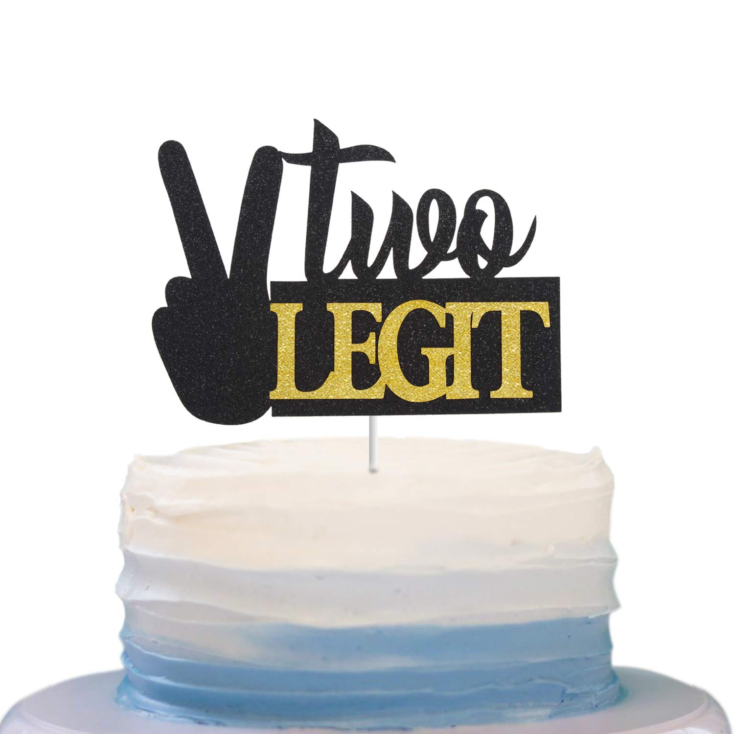 Two Legit Cake Topper - Glitter 2nd Birthday Decorations for Kids Party, Baby Shower & 2 Years Old Celebration | Perfect for Birthday Cakes, Cupcakes and Dessert Table Displays