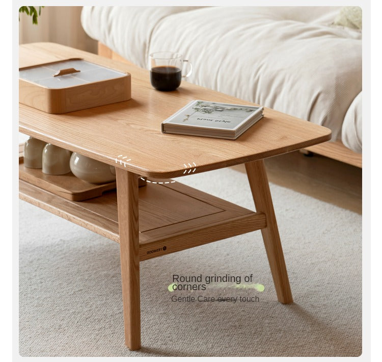 Solid Oak Wood Modern Coffee Table - Stylish & Durable Living Room Furniture for Home Decor