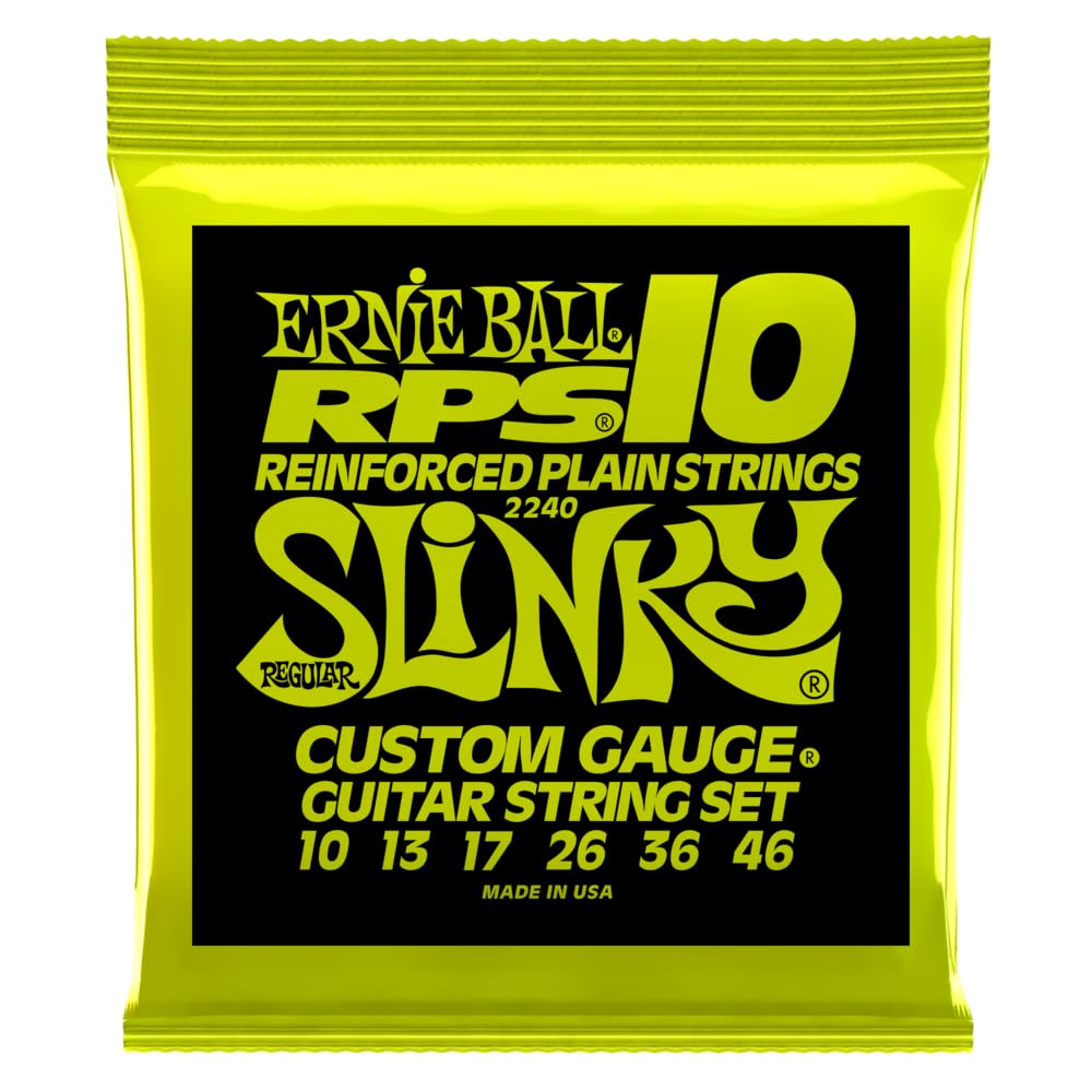 Ernie Ball Regular Slinky RPS Electric Guitar Strings 10-46 Gauge (P02240) - Premium Nickel Wound for Rock & Blues - Perfect for Fender Stratocaster & Gibson Les Paul