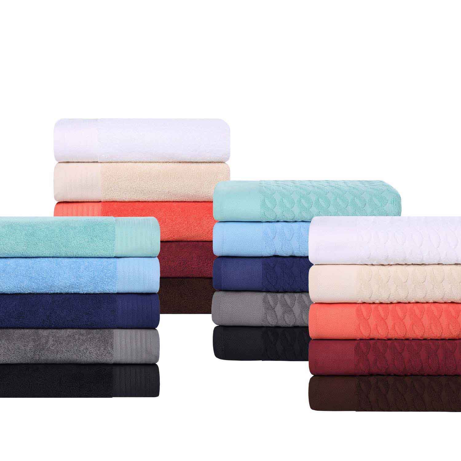 Premium Turkish Cotton Herringbone Jacquard 6-Piece Towel Set - Ultra Soft & Absorbent Bath Towels for Spa, Hotel & Luxury Home Use