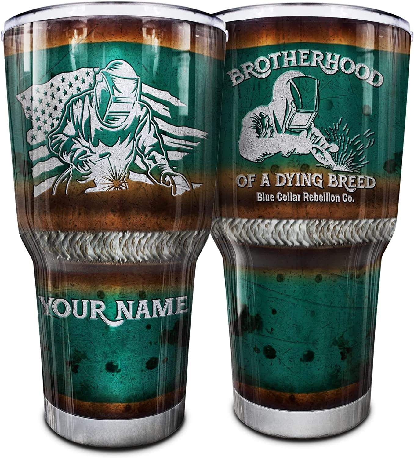 NAMESISS 30oz Personalized All Over Printed Tumbler - Custom Welder Brotherhood Tumbler for Men, Unique Gift for Father's Day, Husband & Him - Perfect for Workshop, Construction Site & Outdoor Activities