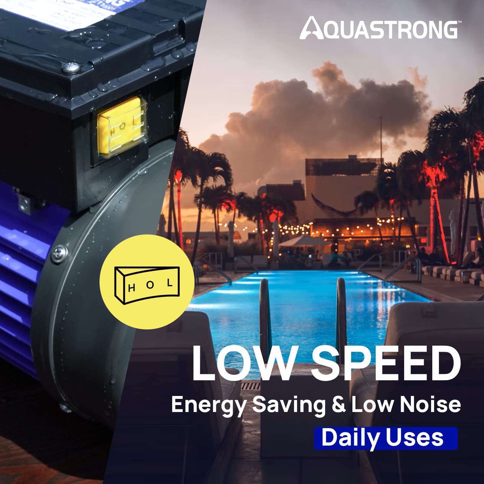AQUASTRONG 1.5HP Dual Speed Pool Pump - High Flow 4975 GPH for In-Ground & Above Ground Pools (115V) | Perfect for Swimming Pools, Spas & Water Circulation Systems