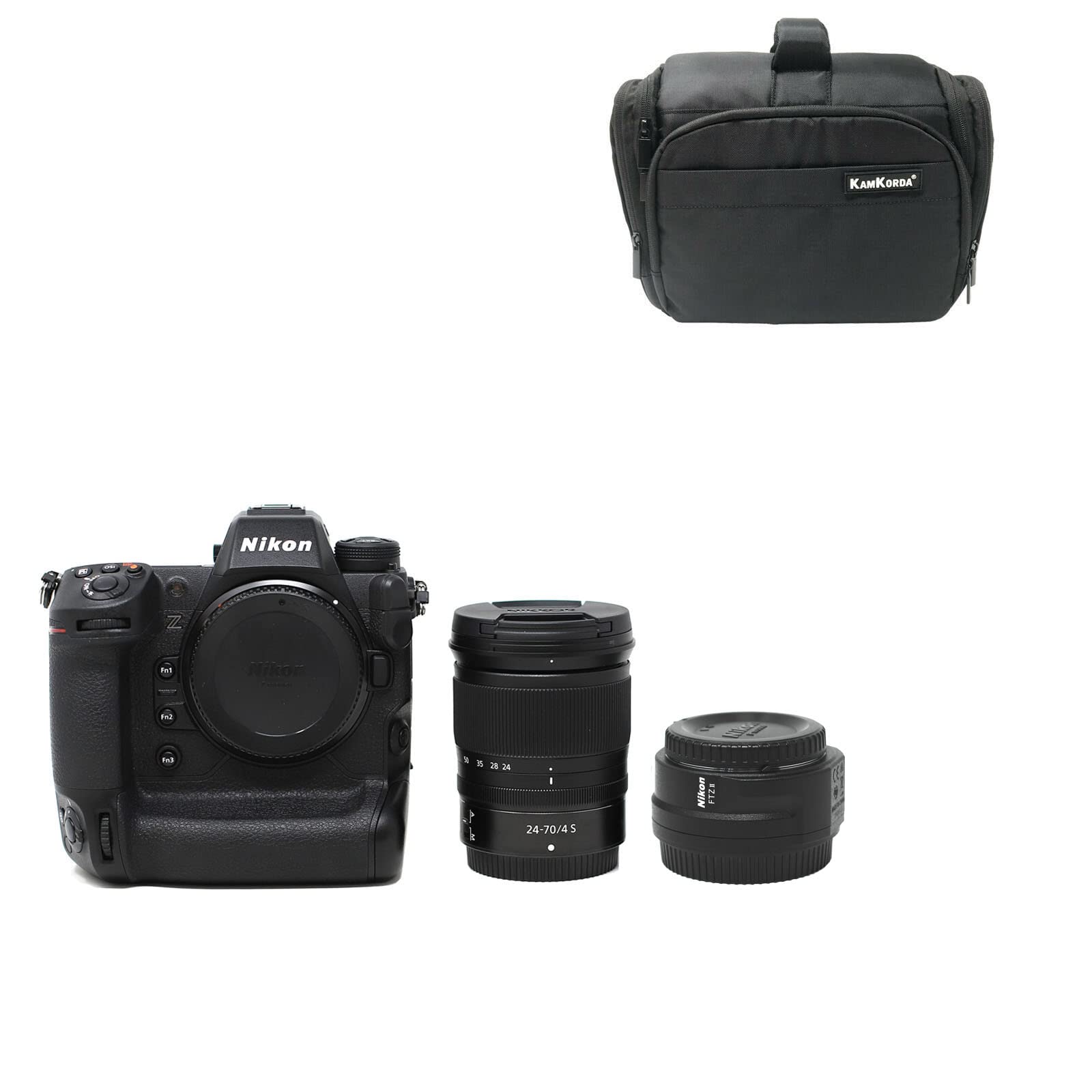**KamKorda Professional Camera Bag + Nikon Z9 Mirrorless Digital Camera Body with Z 24-70mm f/2.8 Lens & FTZ II Mount Adapter – 2-Year Warranty – Perfect for Travel, Wedding & Outdoor Photography**