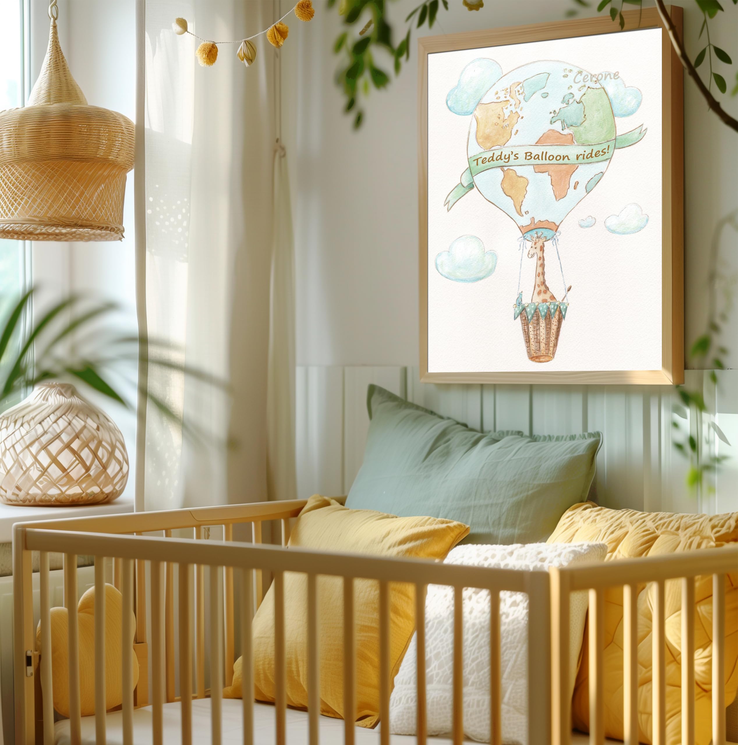 Personalized Travel Theme Baby Nursery Wall Art - 3 Piece Set of Museum Wrapped Canvases (24x36