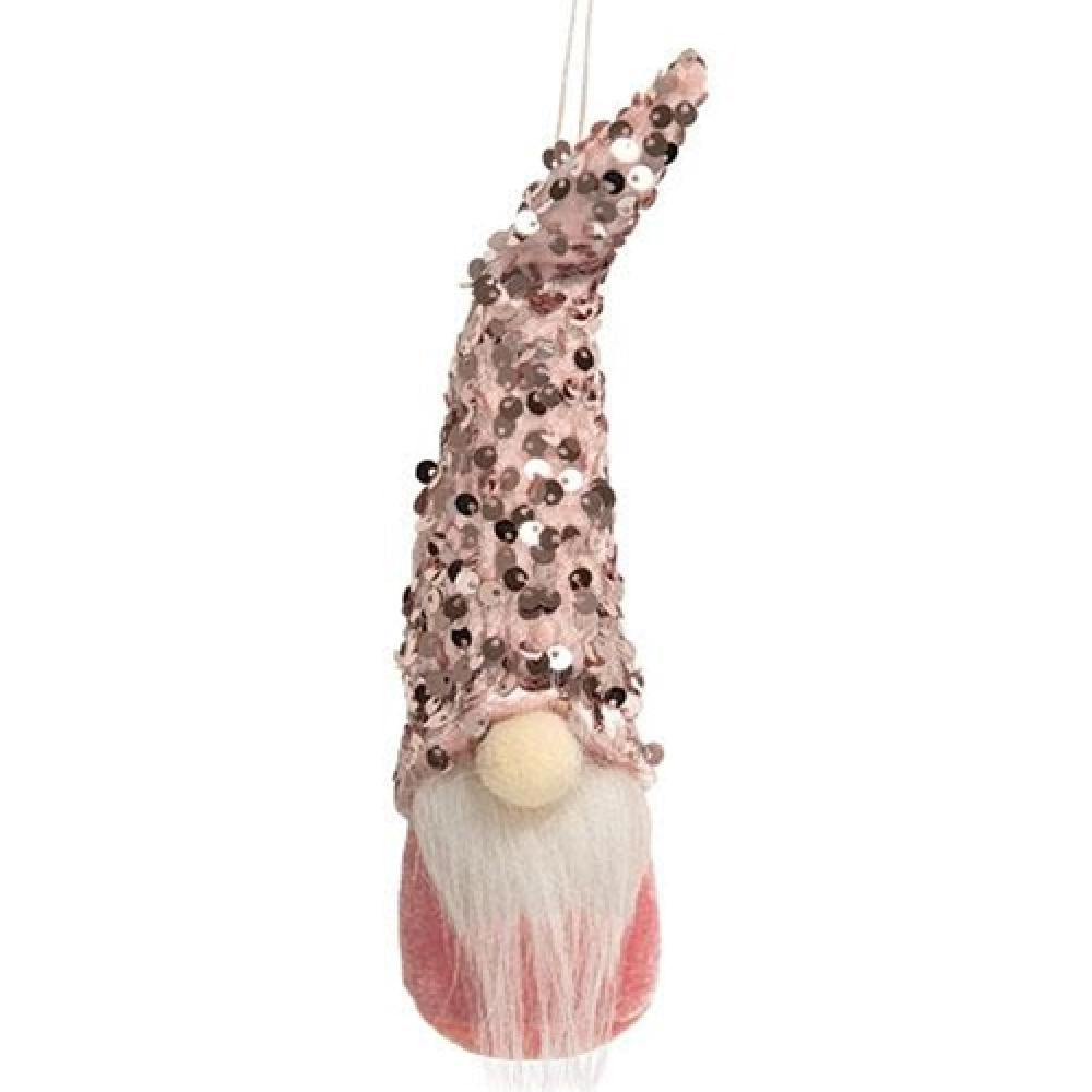 Sparkling Pink Sequin Gnome Christmas Ornament - Festive Holiday Decor for Tree, Gift, and Home Party Decoration